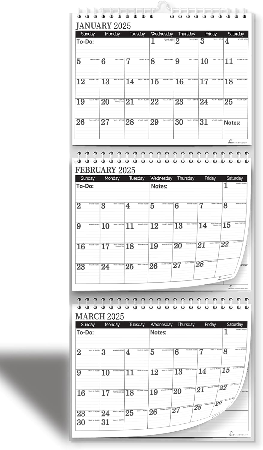 Amazon 3 Month Calendar 2025 2026 Move a Page Monthly Vertical Jan 25 Dec 26 11x25 In Big Ruled Daily Blocks Julian Days Week Number Minimalist Busy Families Office Office Products