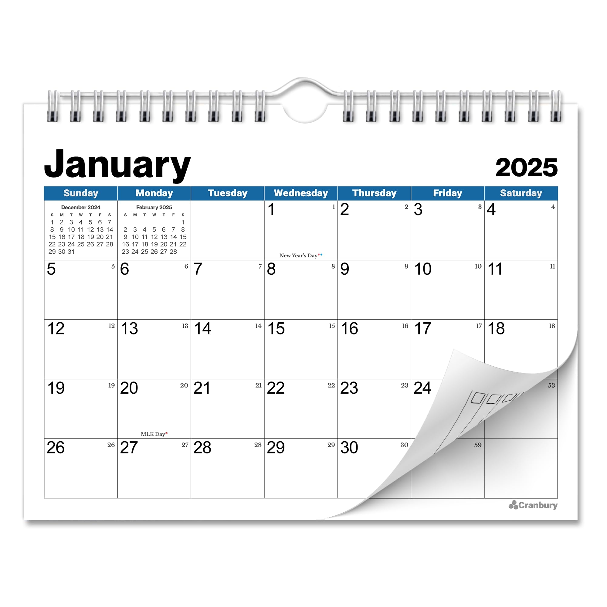Blue Calendar Printable For December 2025