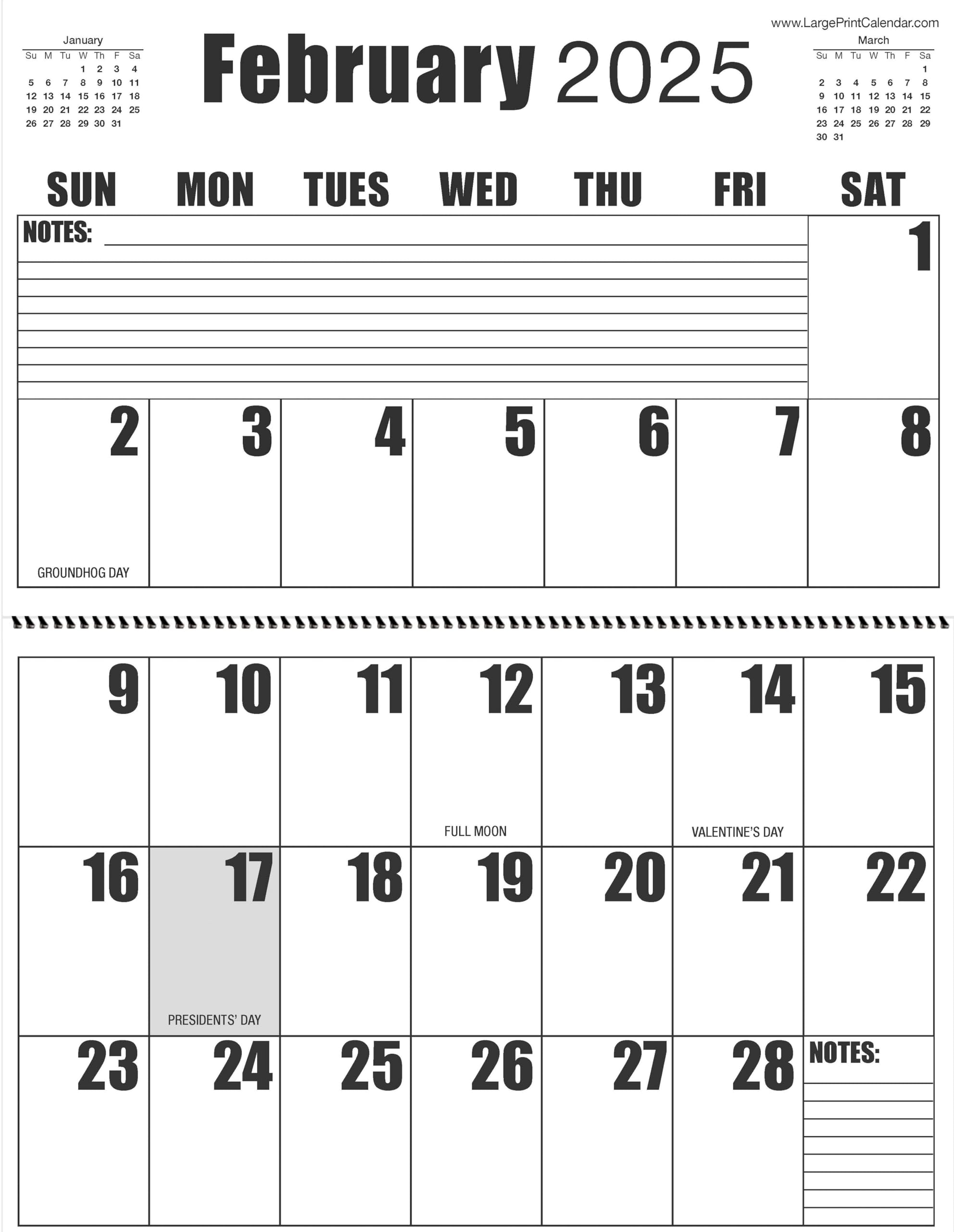 Amazon Jumbo Large Print 2025 Wall Calendar 13 months 