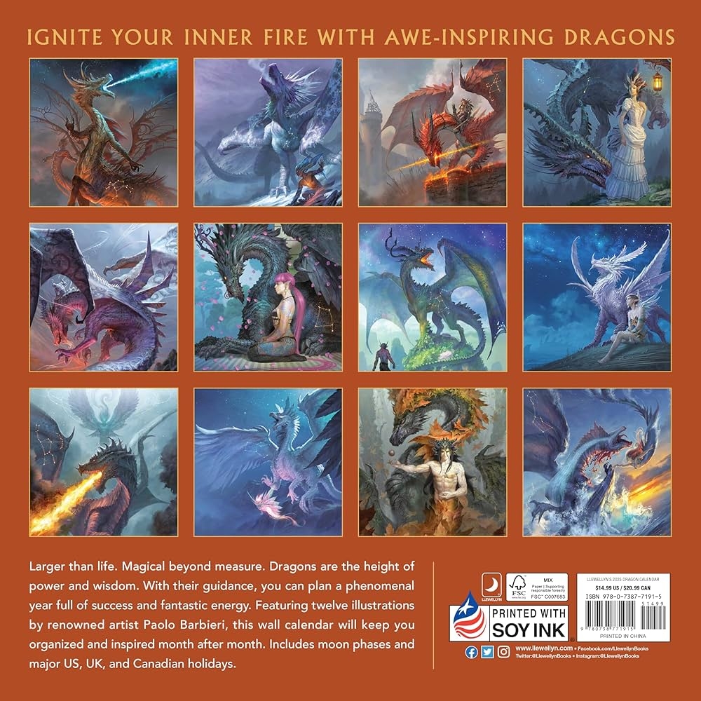 Amazon Llewellyn s 2025 Dragon Calendar Llewellyn s 2025 Calendars Almanacs U0026 Datebooks 4 9780738771915 Llewellyn Barbieri Paolo Books