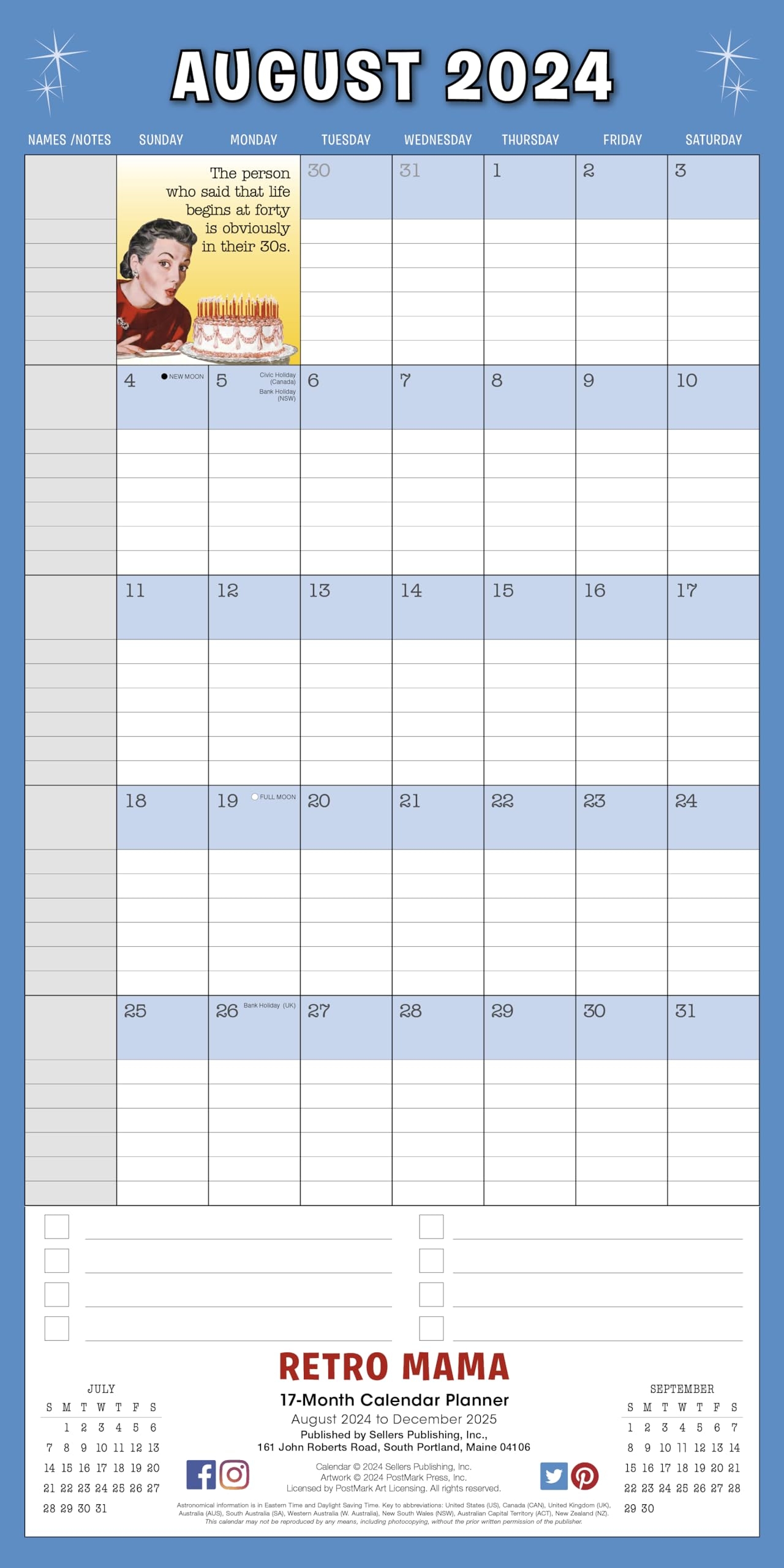 August Theme Calendar 2025