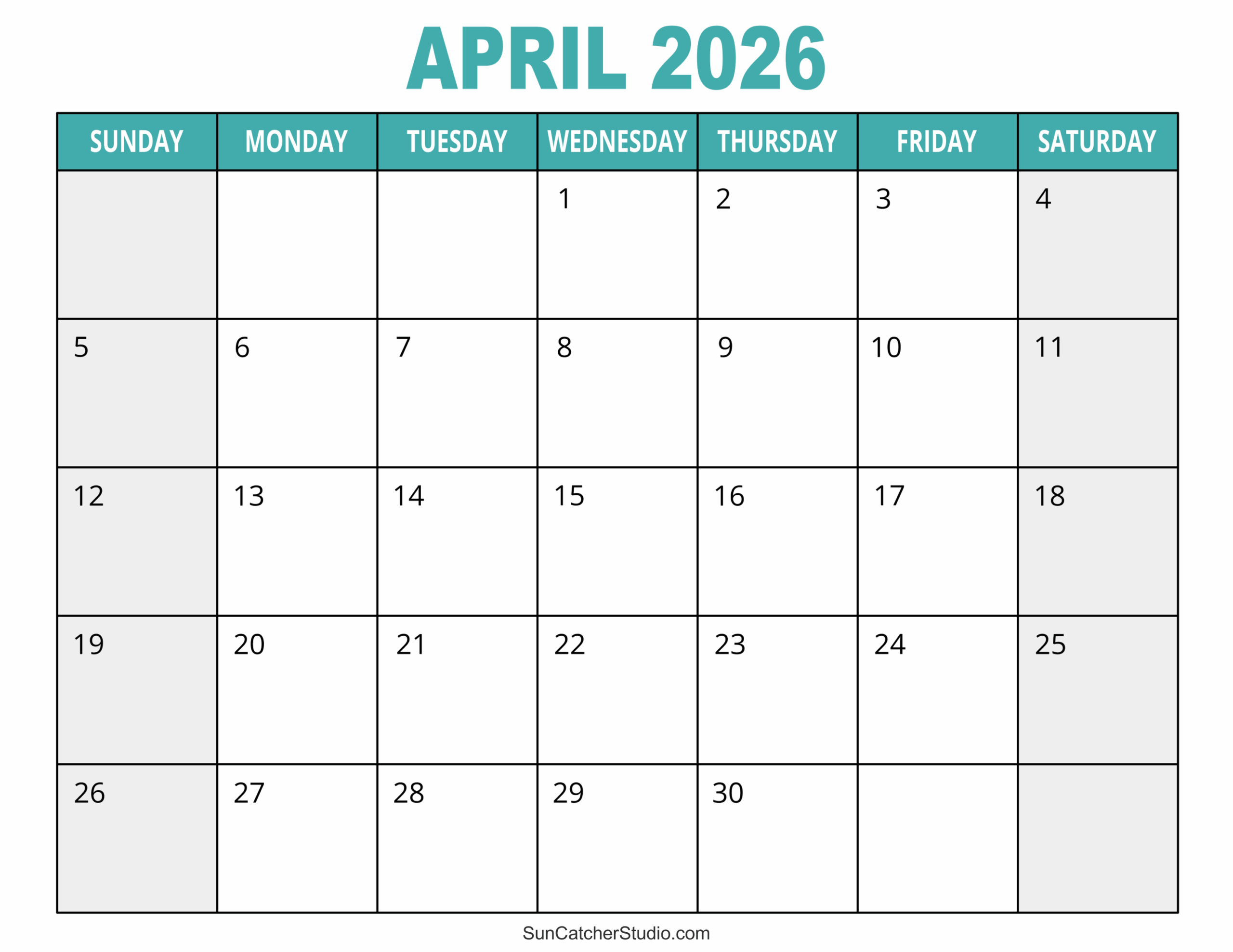 April 2026 Calendar Free Printable Free Printables Monograms 