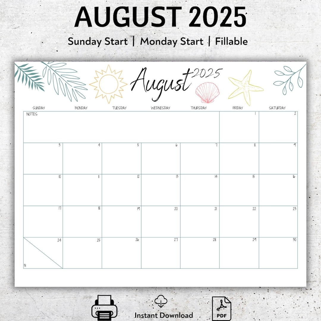 Free Printable Black And White August 2025 Calendar