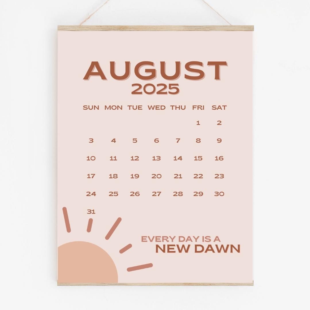 Cute August Calendar Printable 2025