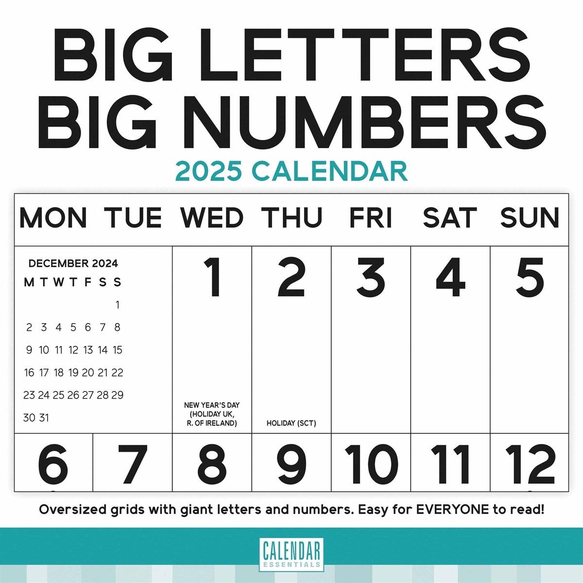 Big Letters Big Numbers Calendar 2025