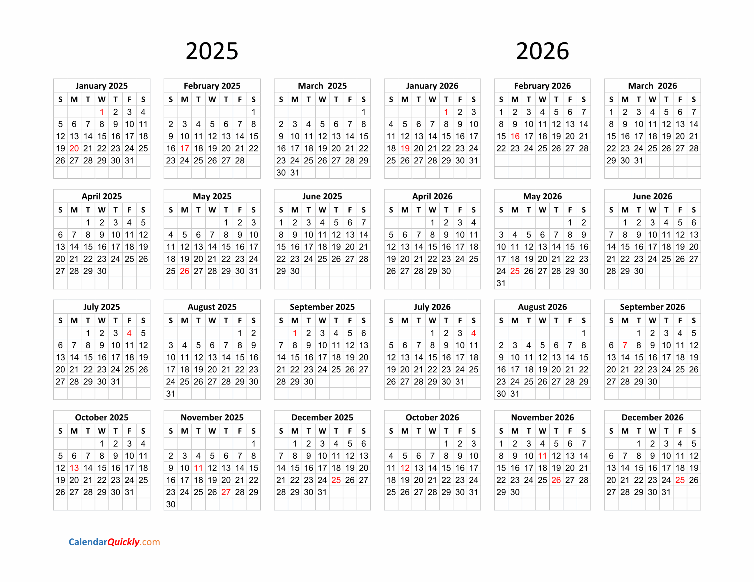 August 2025 May 2026 Calendar Printable
