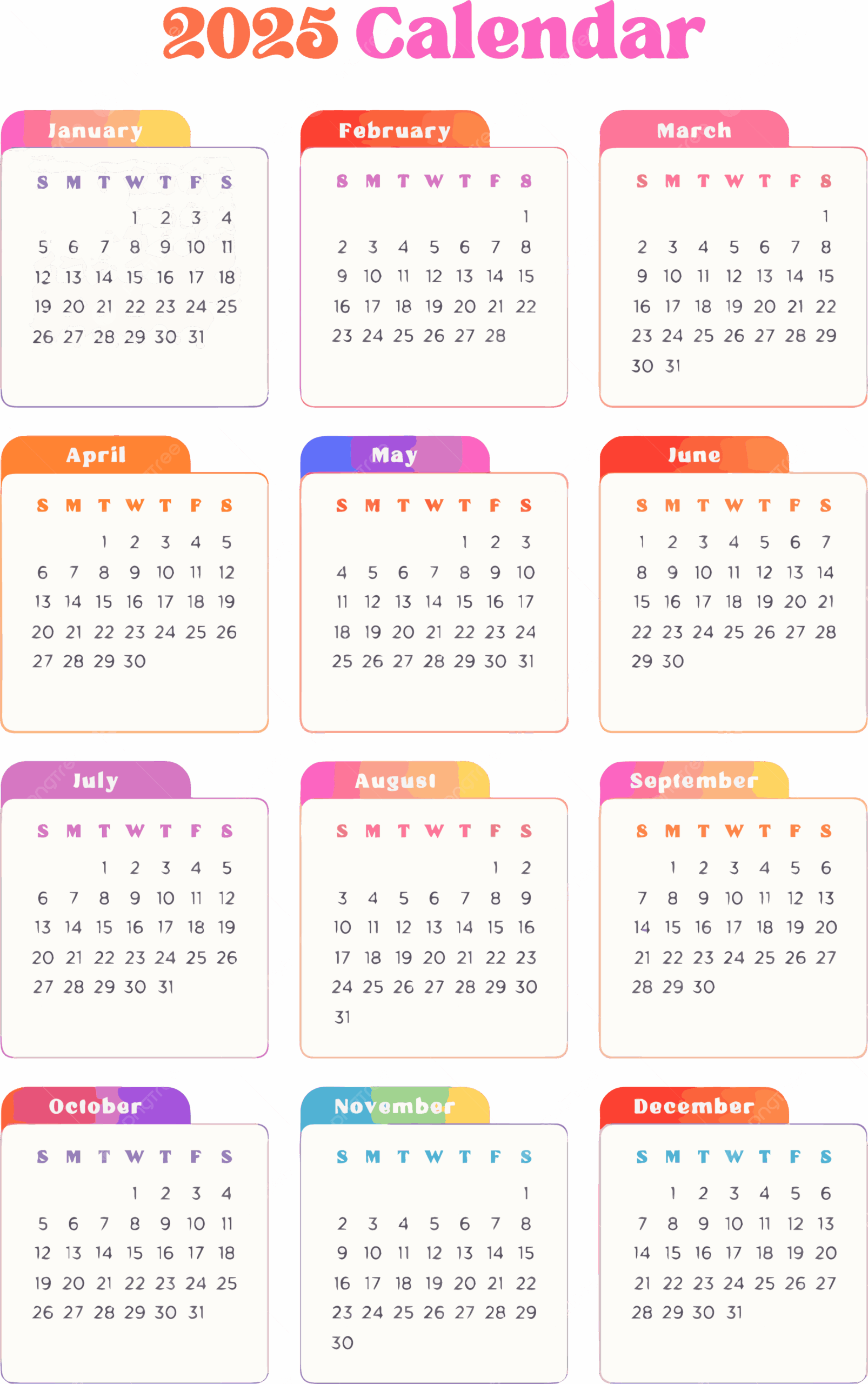 Calendar 2025 Calendar Calendar New PNG Transparent Image And Clipart For Free Download