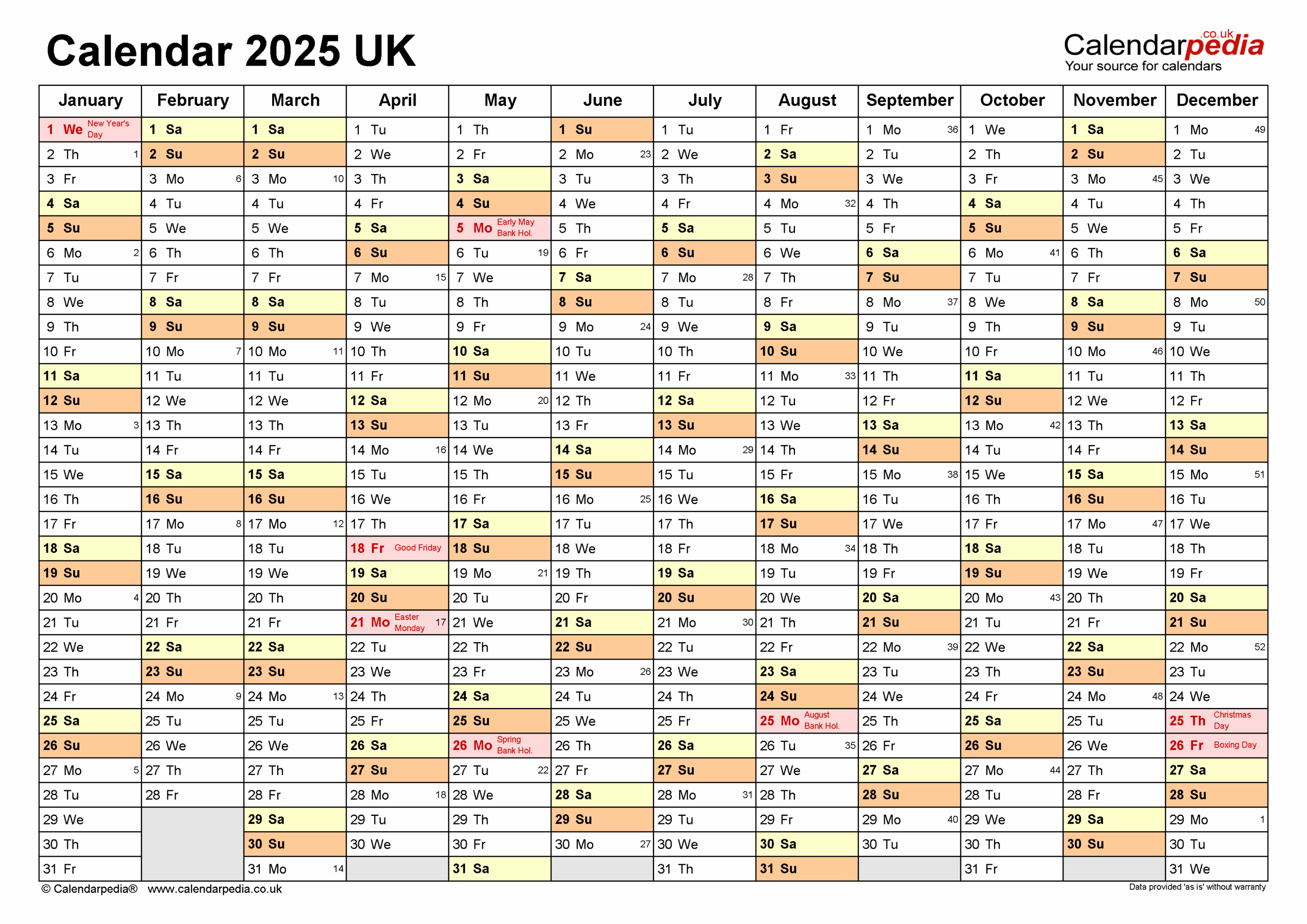 Free Printable 2025 Calendar In Word Format