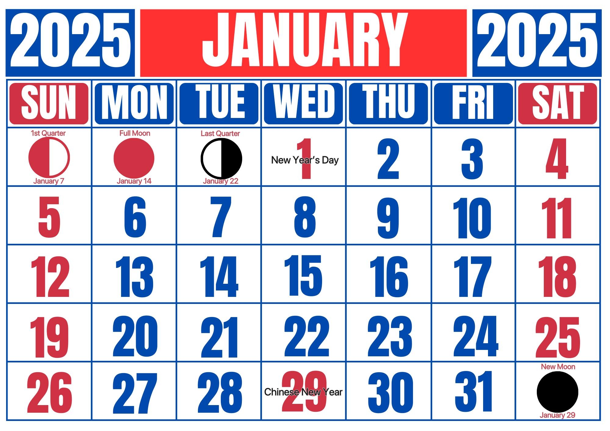 Free Printable 2025 Calendar With Moon Phases