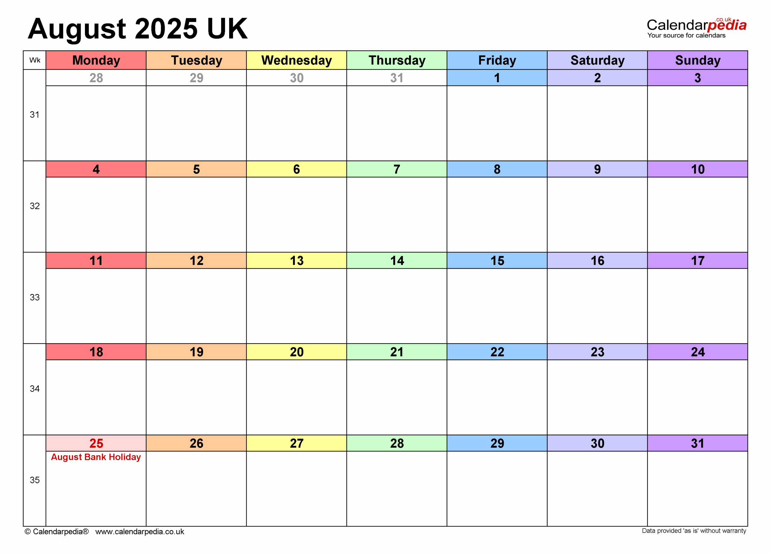 Free Printable August 2025 Monthly Calendar No Chrome Extensions