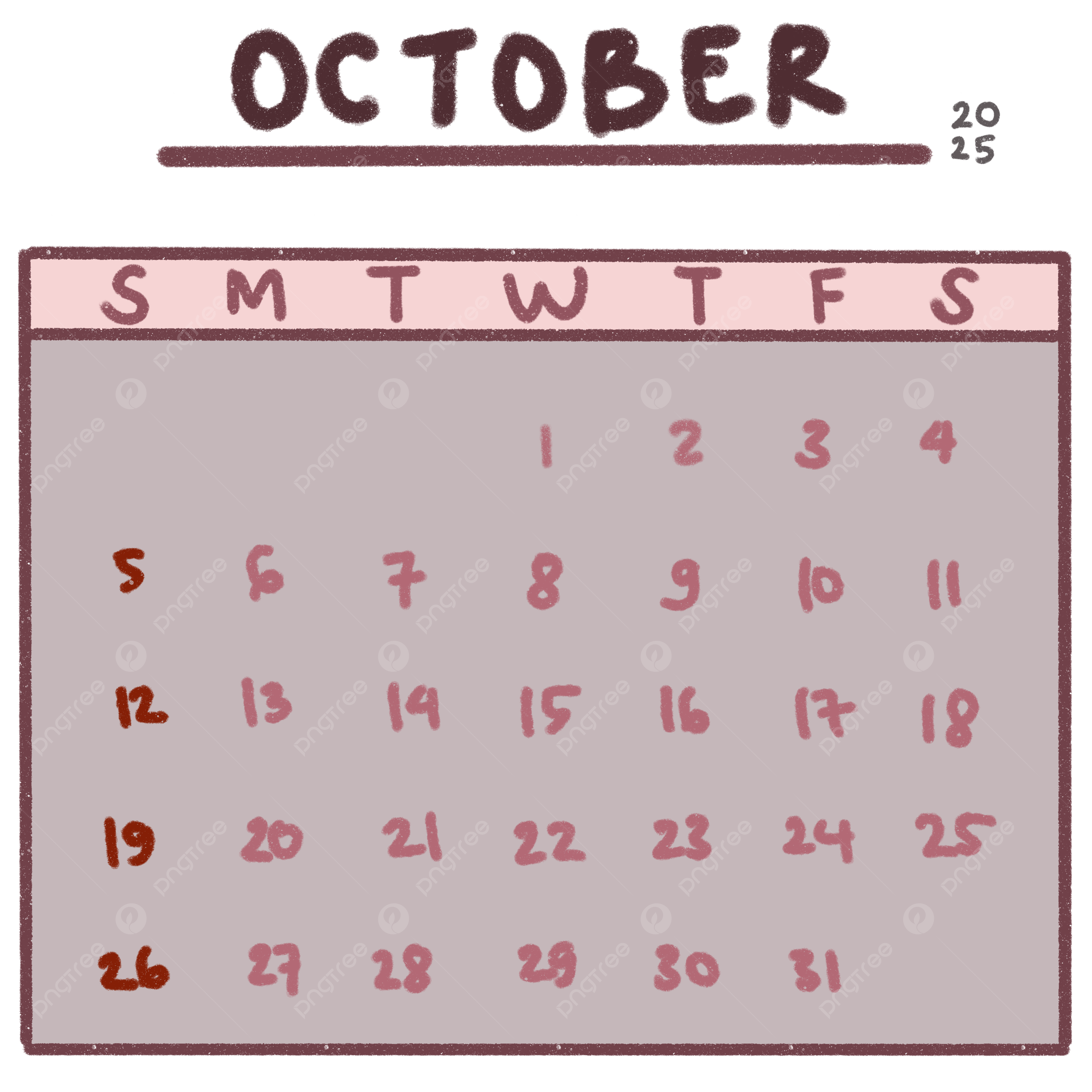 Calendar October 2025 Theme Pink Aesthetic Calendar 2025 