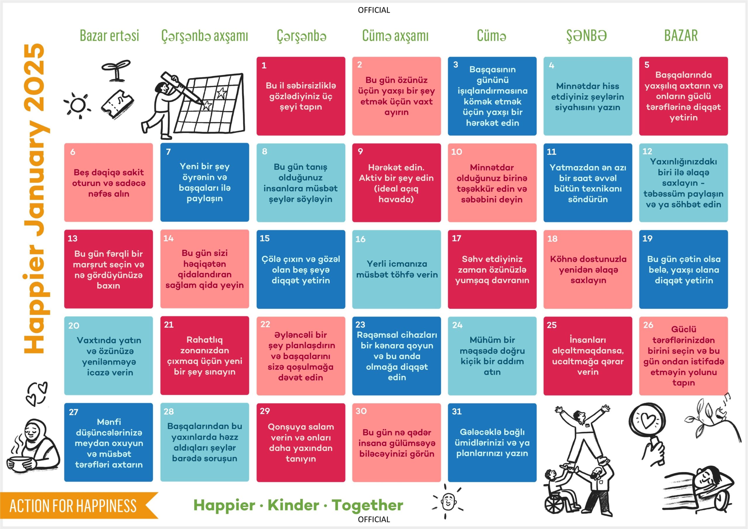 Calendar Page Action For Happiness