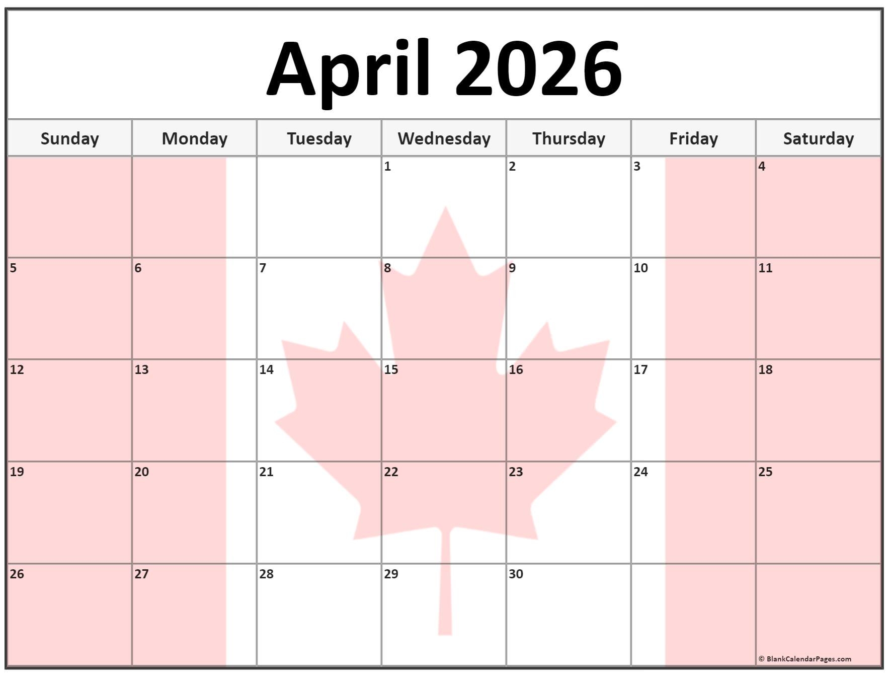 Collection Of April 2026 Photo Calendars With Image Filters