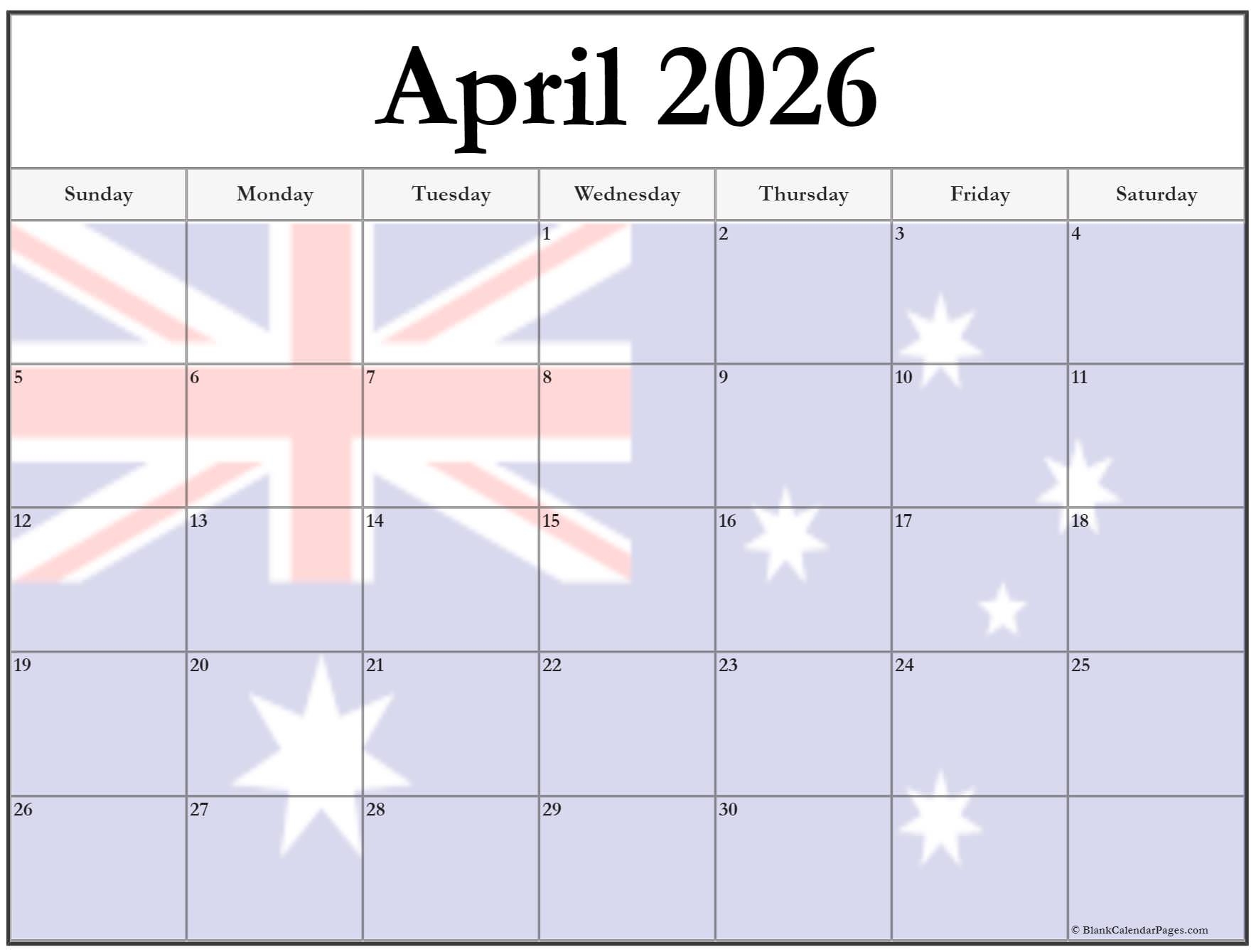 Collection Of April 2026 Photo Calendars With Image Filters 