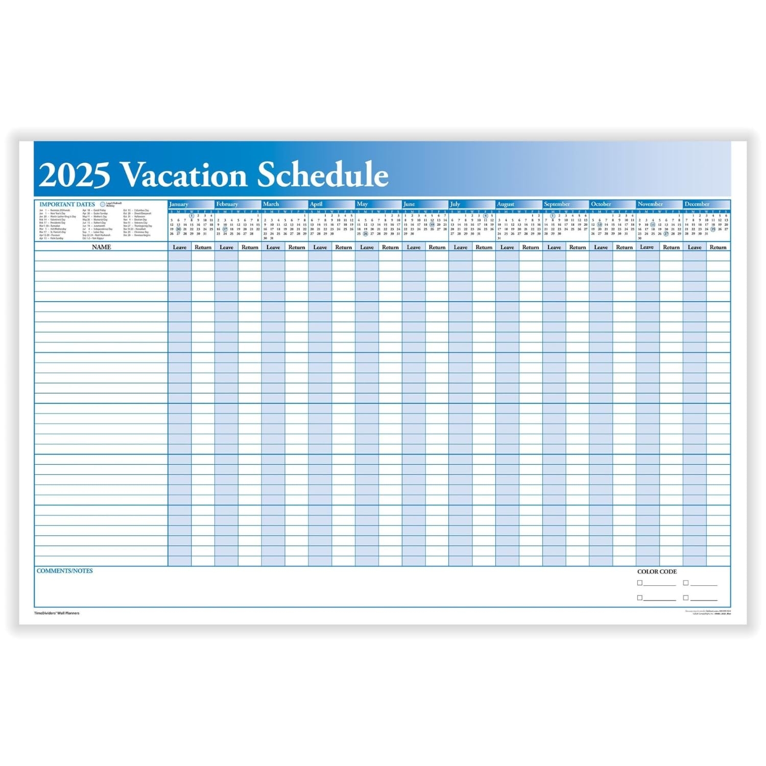 Free Printable 2025 Employee Vacation Calendar