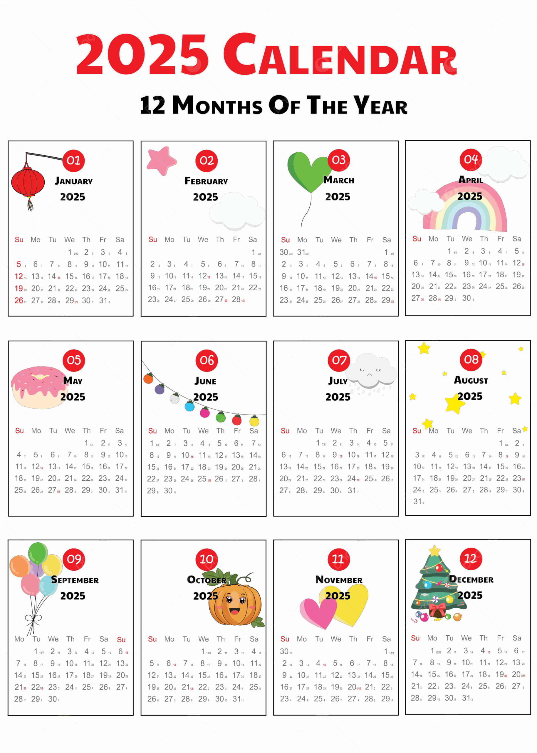 Cute Lunar Calendar 2025 Template 12 Months Transperent Lovely Design Year Of The Snake Vector Template Download On Pngtree