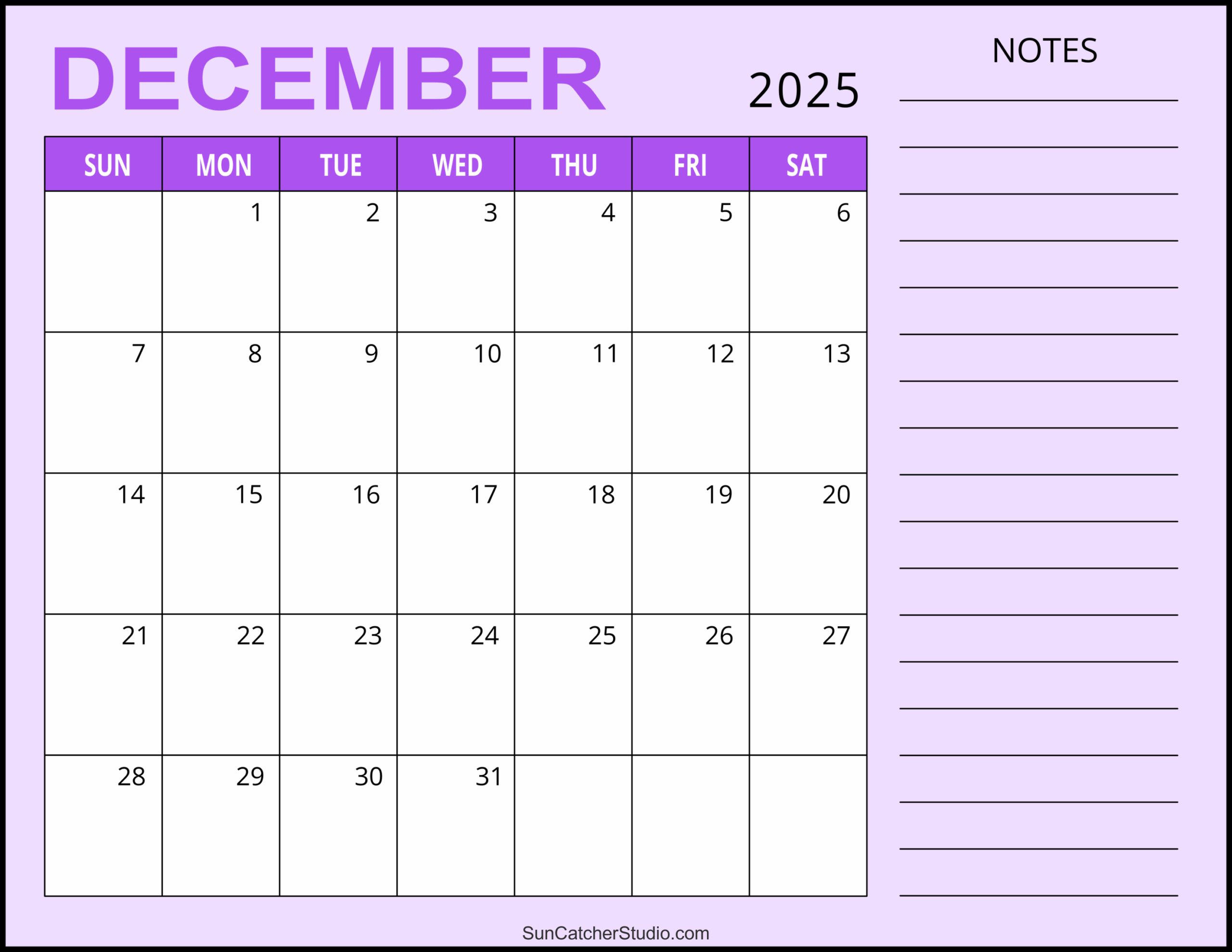 December 2025 Calendar Printable Wincalendar