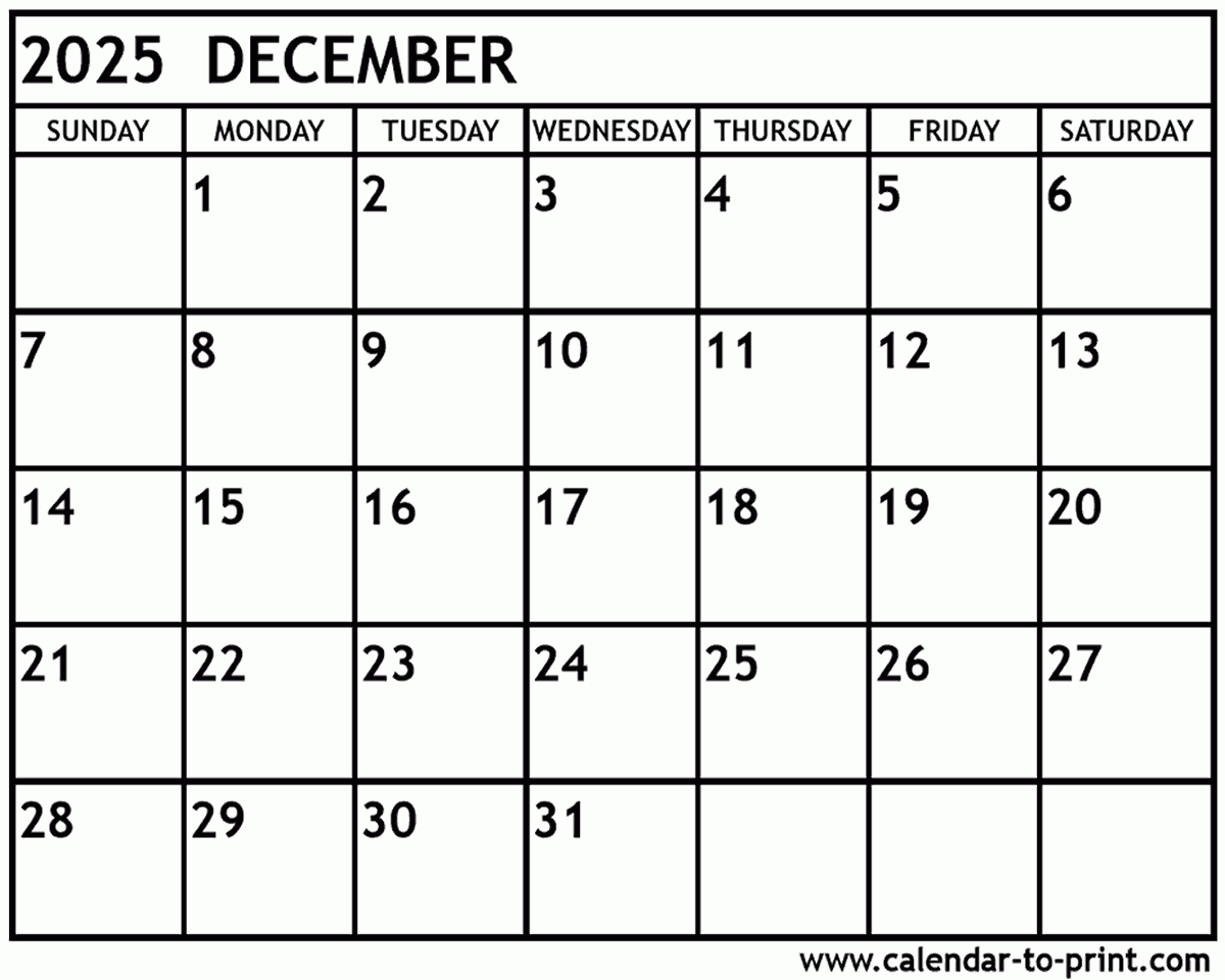 December 2025 Color Coded Calendar Pages Printable