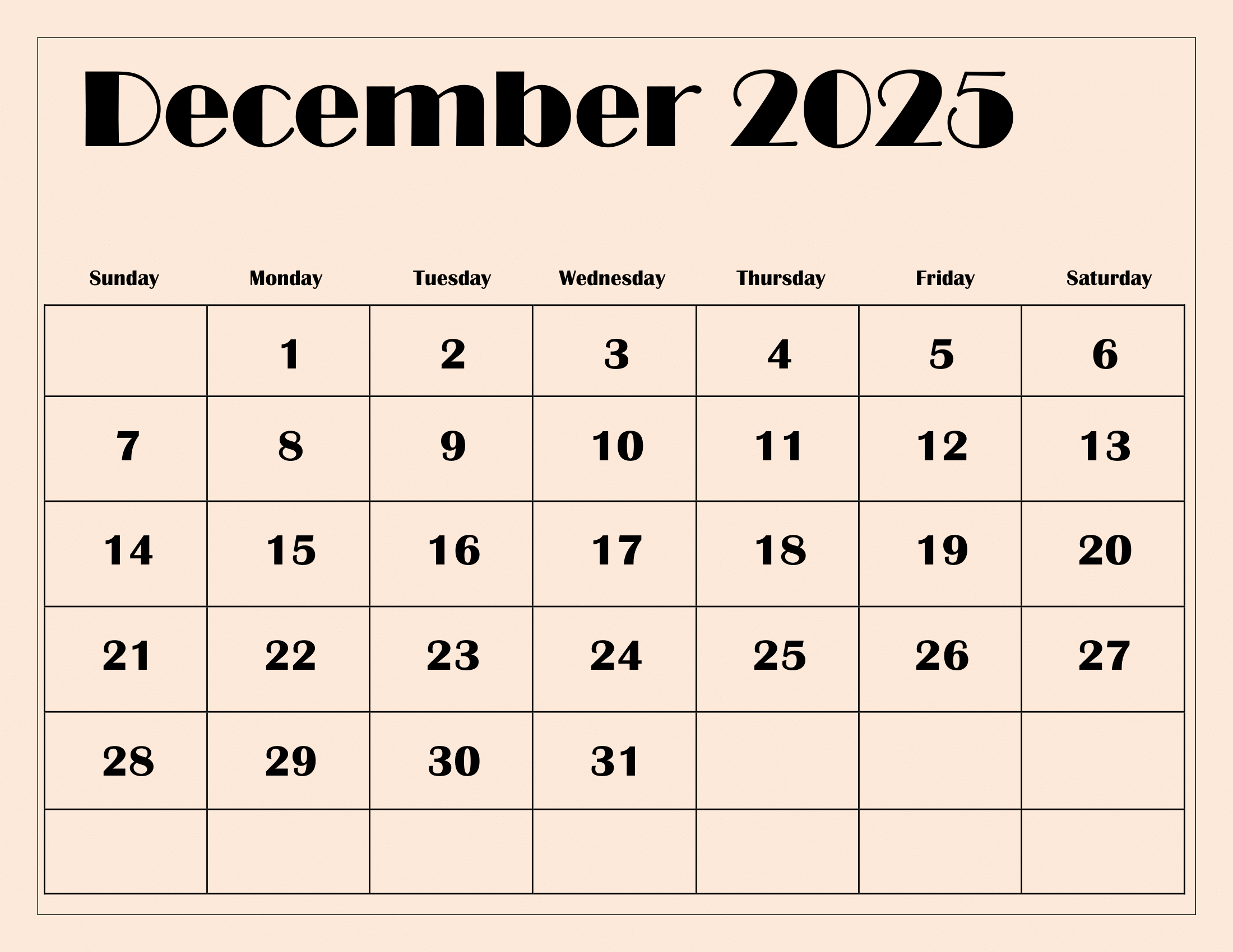 December 2025 Calendar Uk Printable