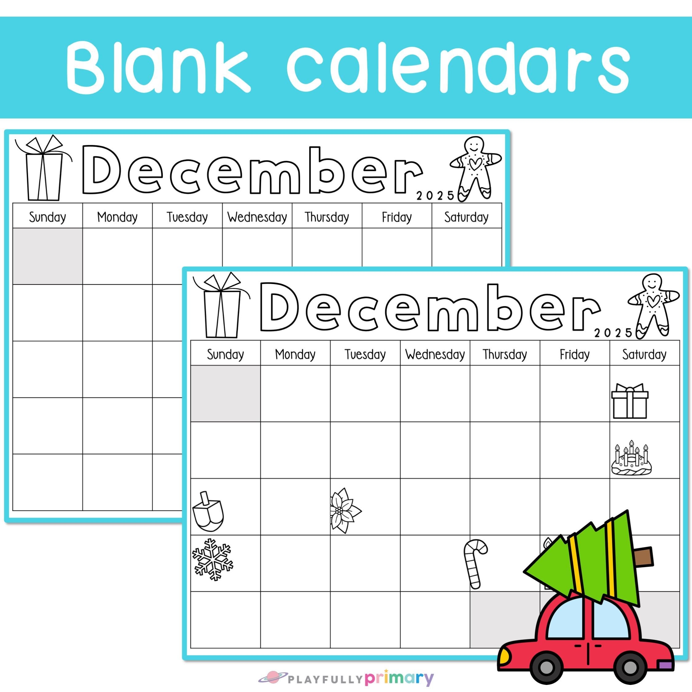 Blank December 2025 Printable Calendar