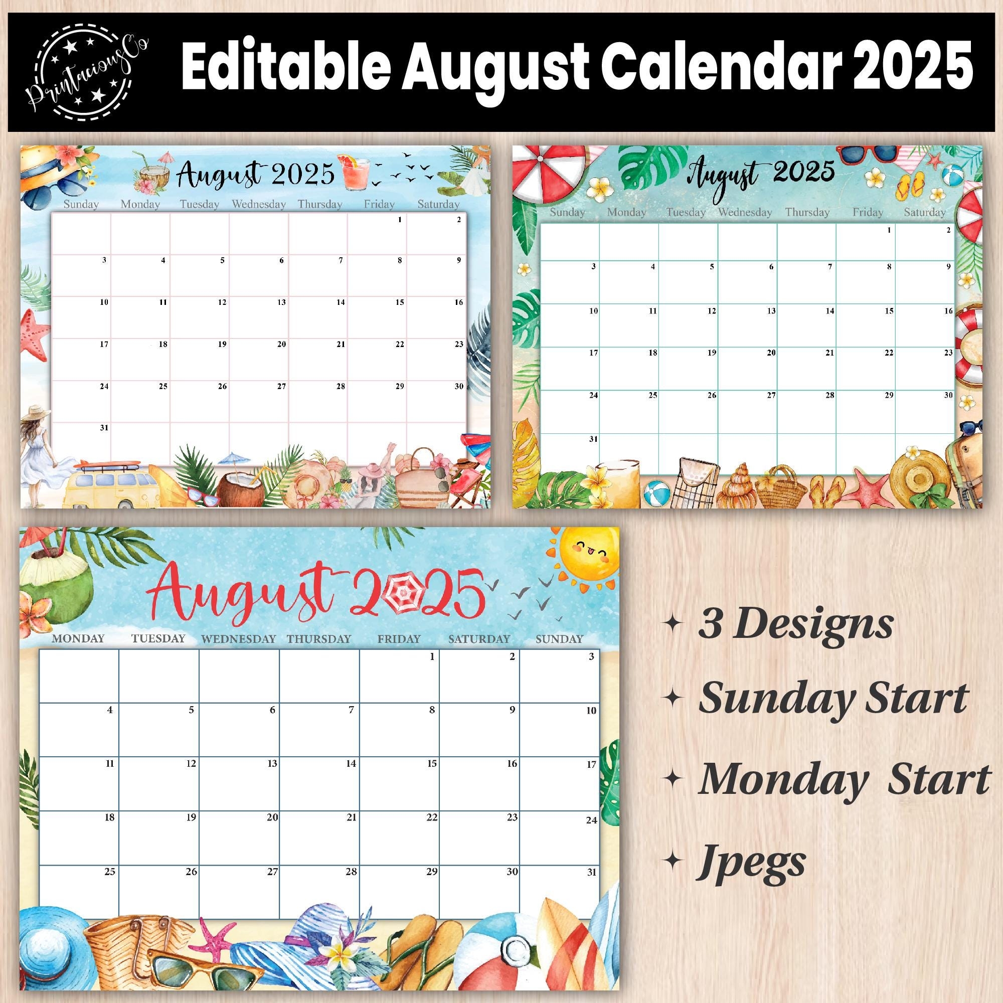Free Printable August 2025 Calendar Monday Start