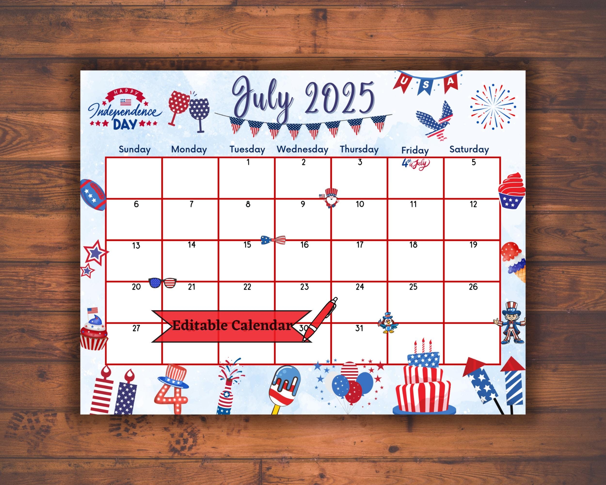 13 July 2025 Calendar Printable