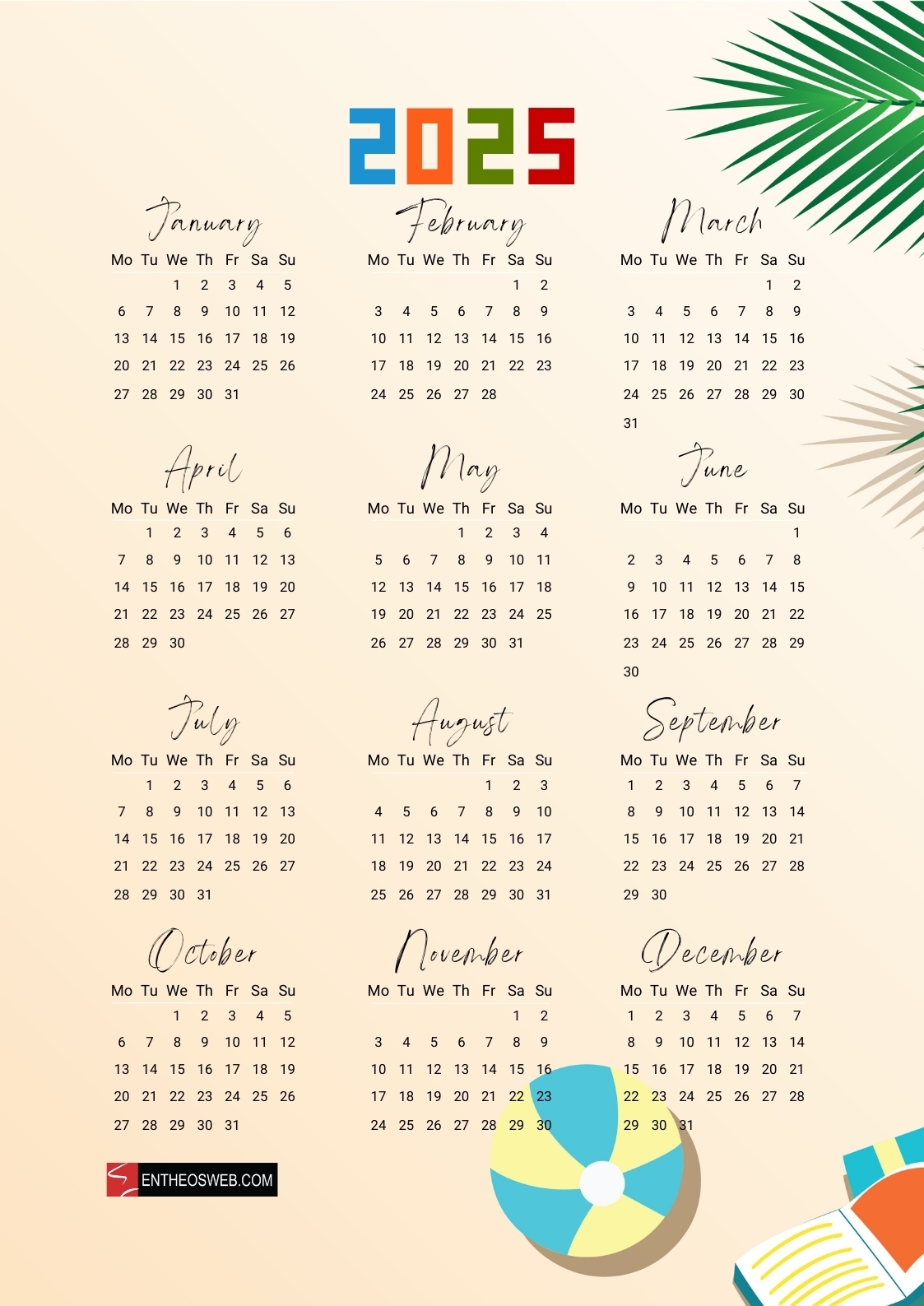 Free Printable Calendar 2025 8 1 2 X 11