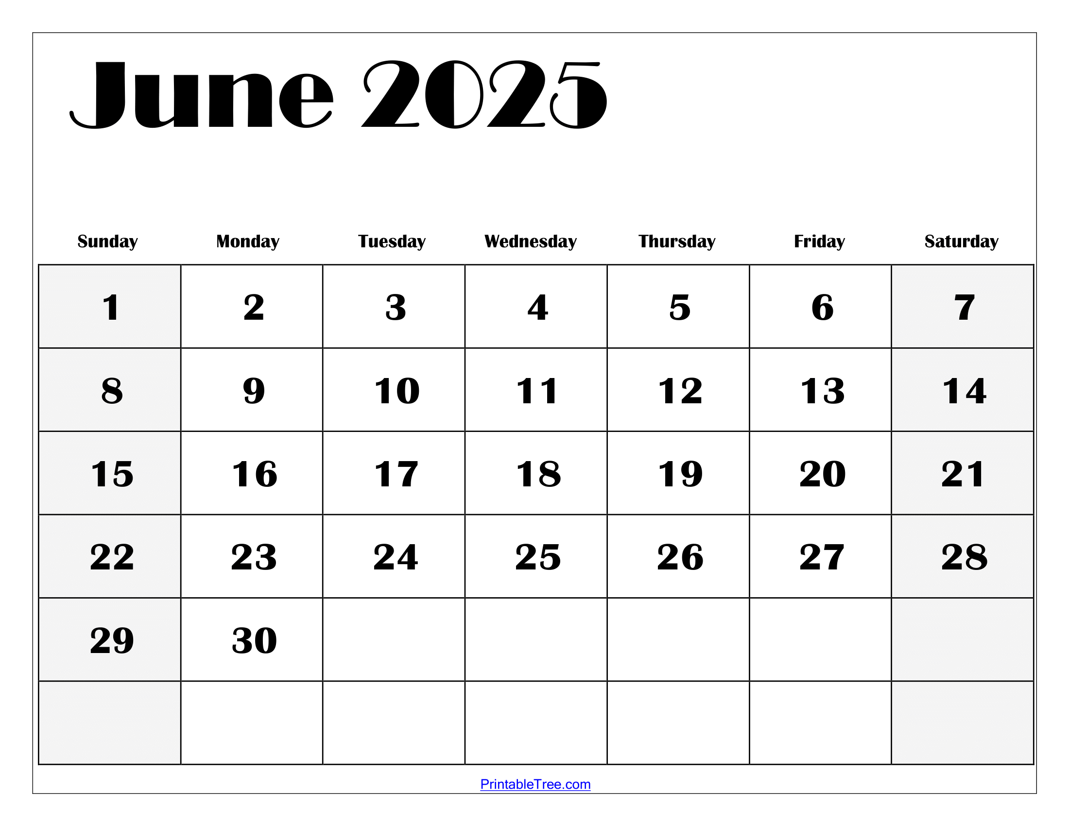 2025 Calendar June And July