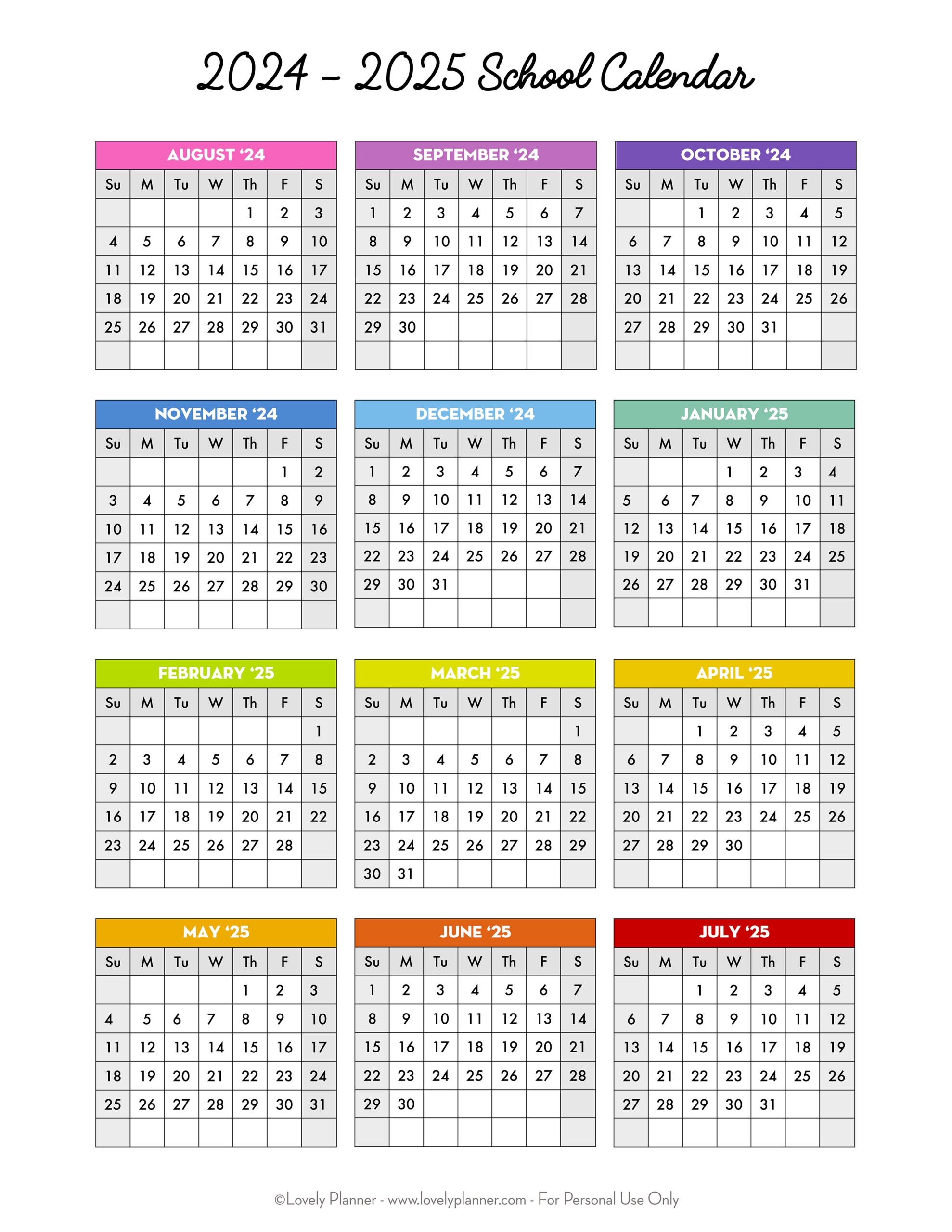Free Printable Academic Calendar 2025 2026 Pdf