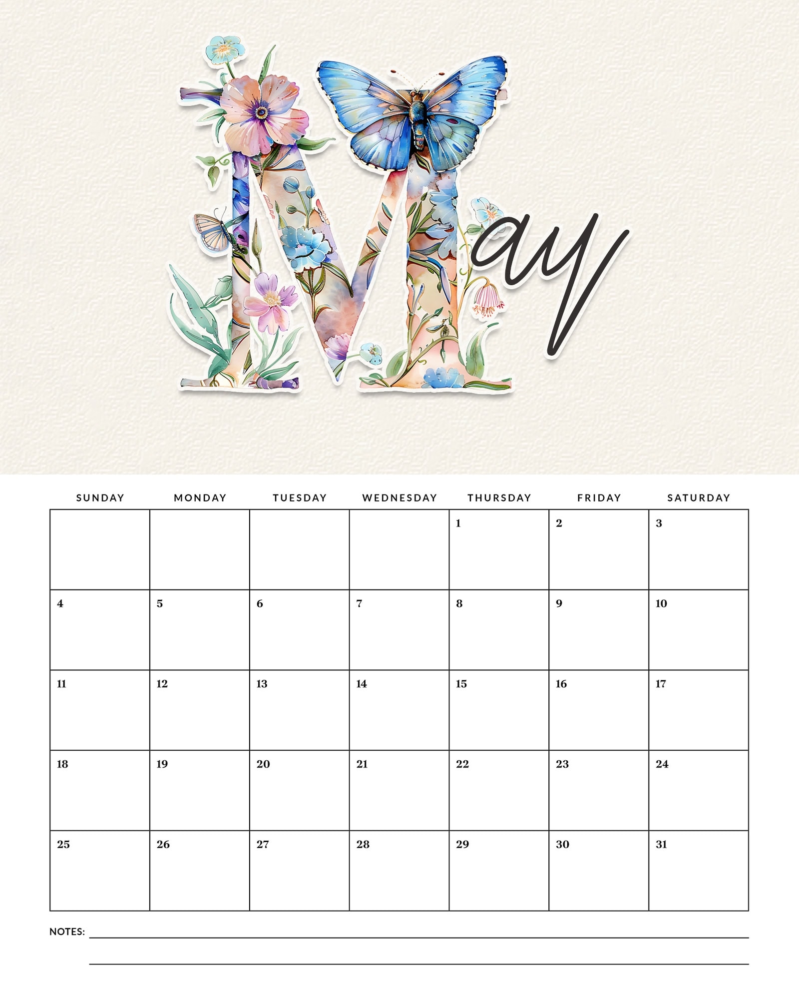 Free Printable 2025 Butterfly Calendar The Cottage Market