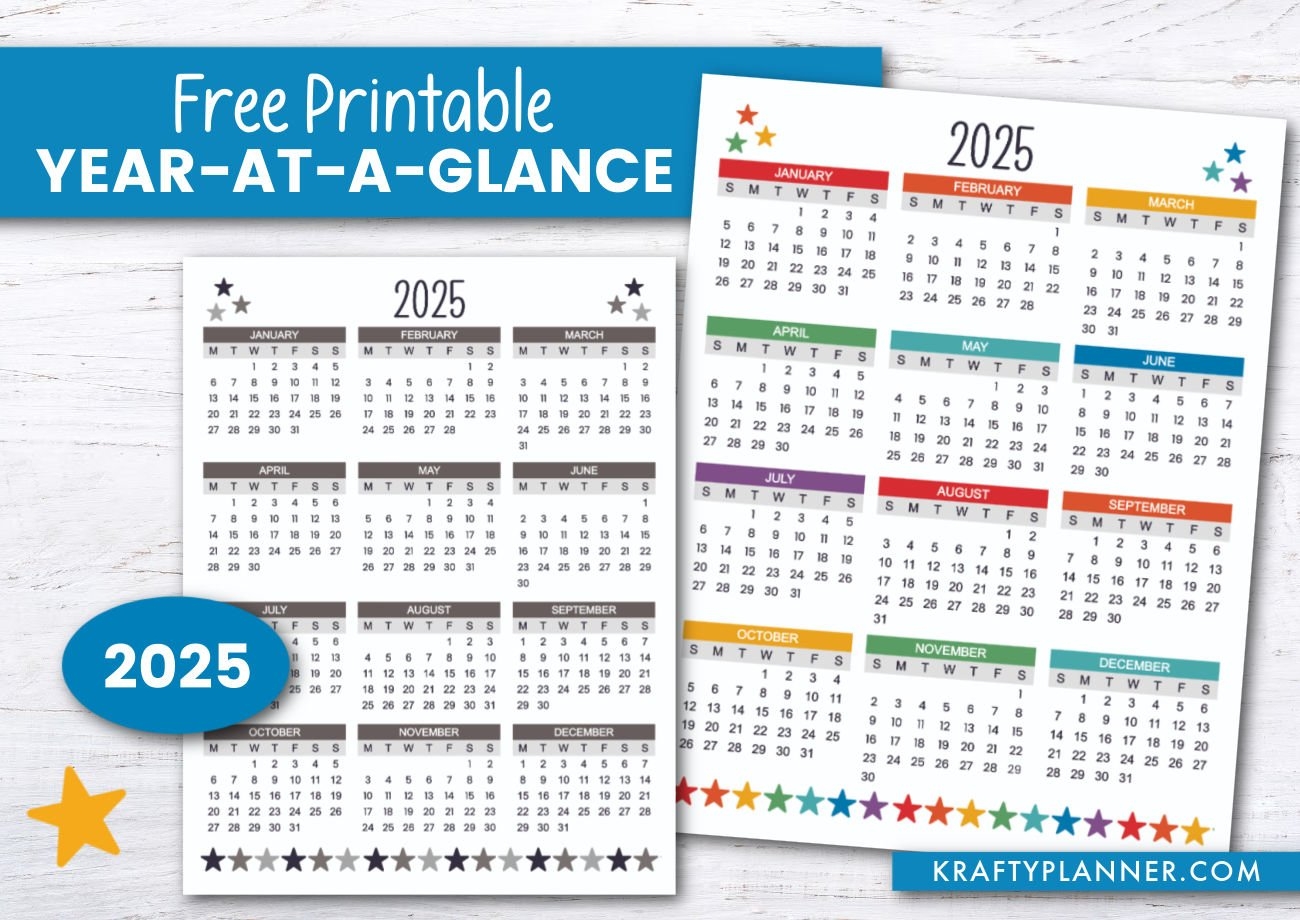 Free Printable 2025 Year Calendar Printable
