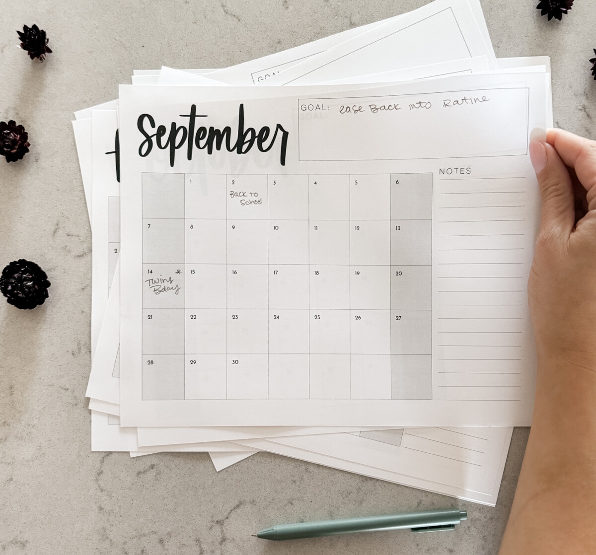 Free Printable Calendar 2025 With Room For Notes