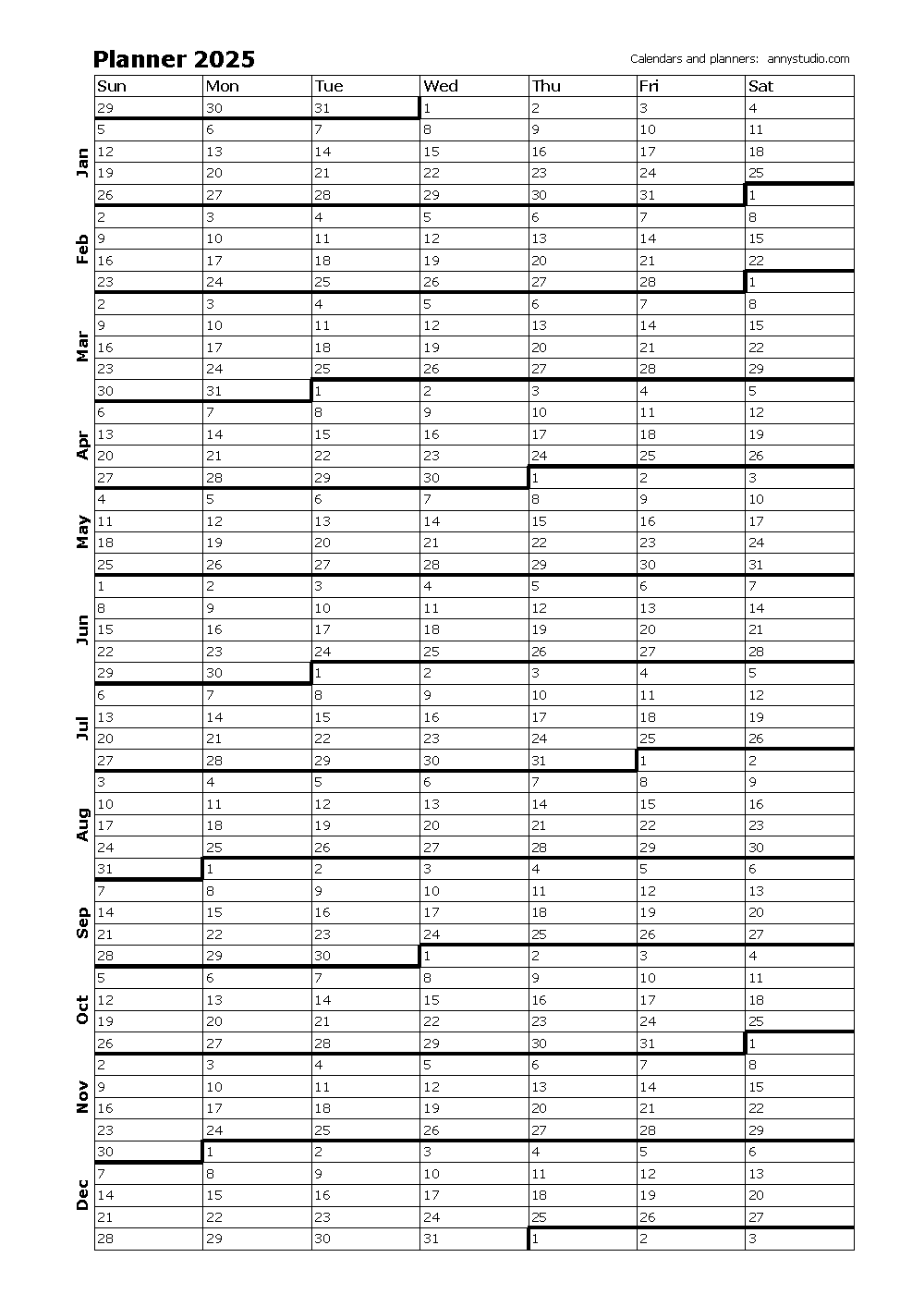 Free Printable 5x7 Calendar 2025