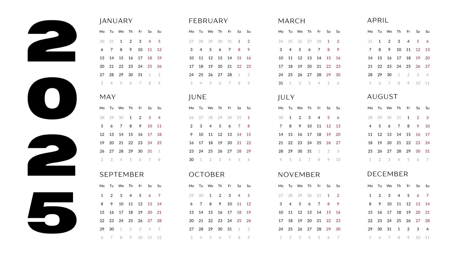 Free Printable 11x17 Calendar 2025