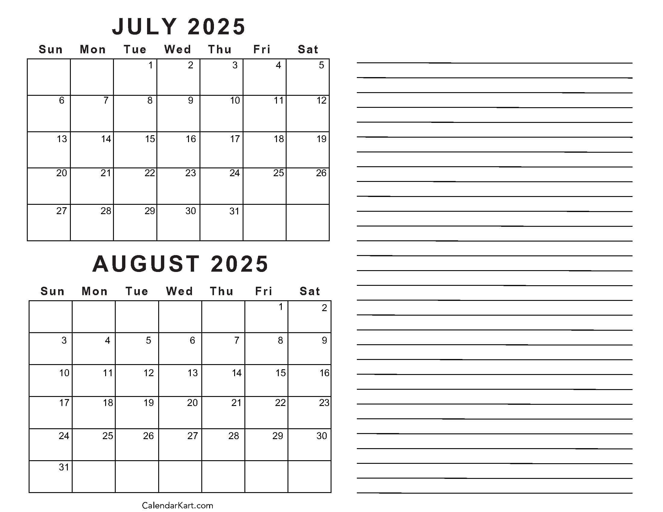 June July August 2025 Calendar Editable 2