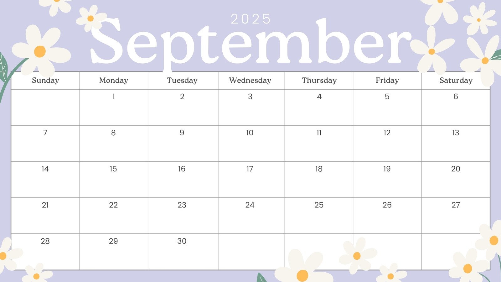 Free Printable Calendar For September 2025
