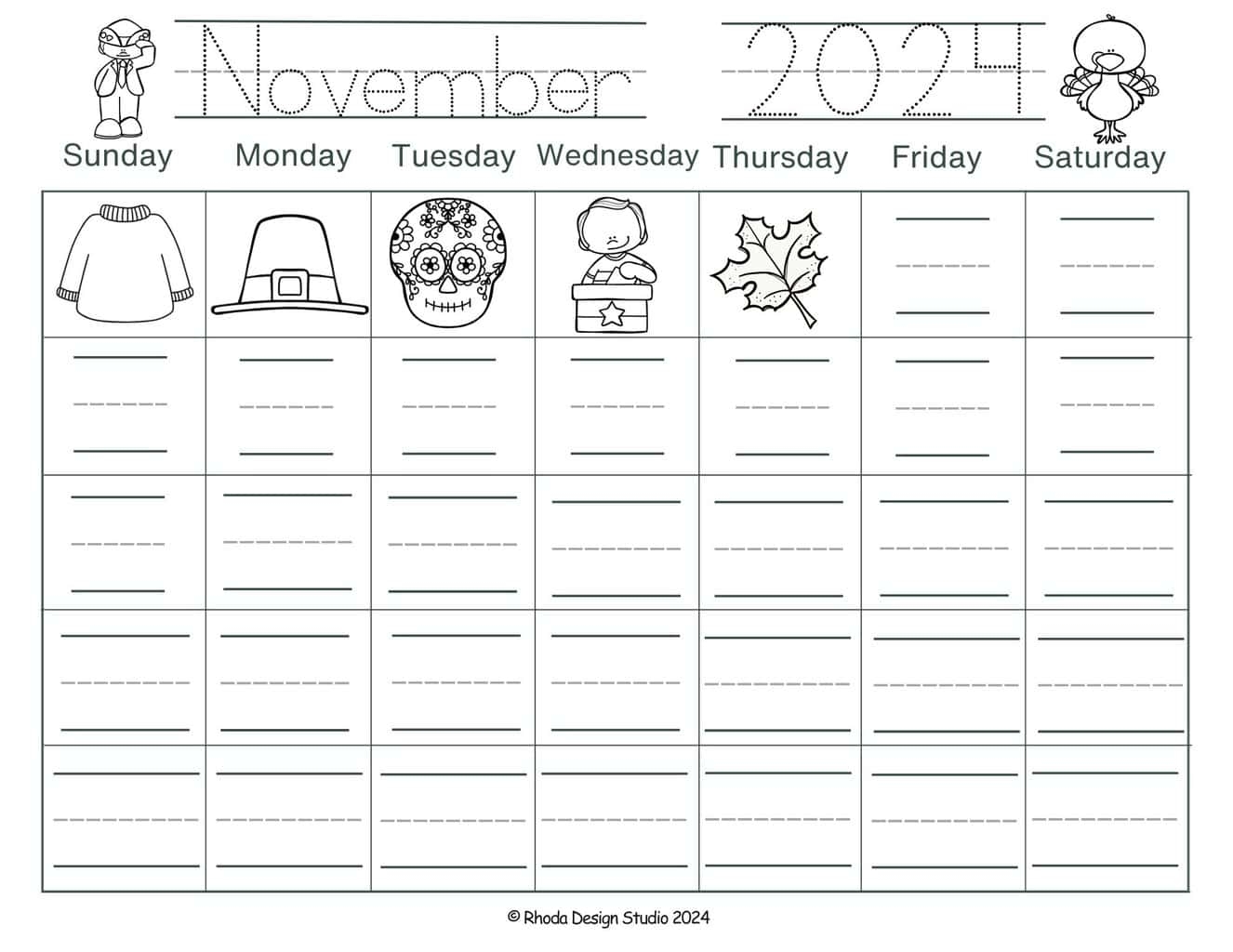 November 2025 Printable Traceable Calendar Free