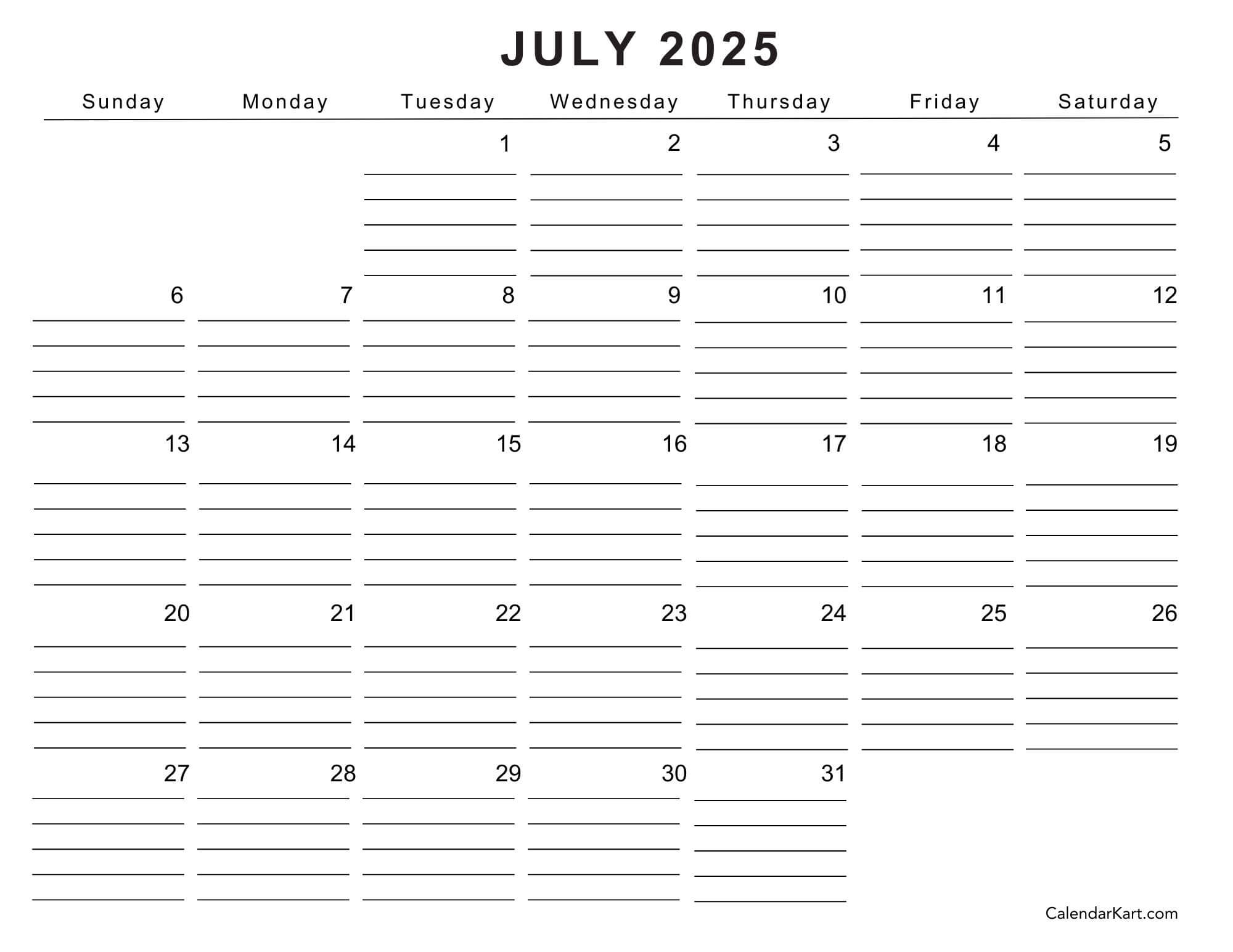 July Content Calendar 2025