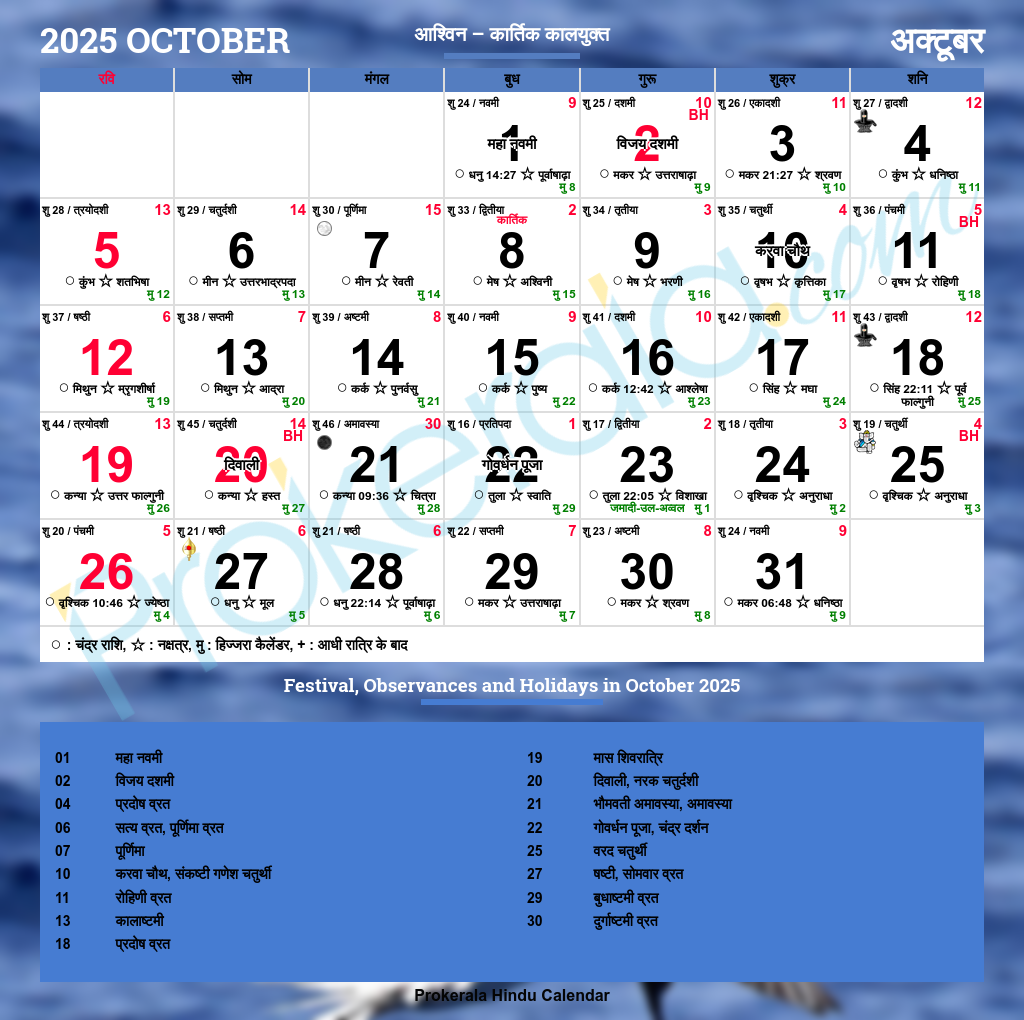 October 2025 Calendar With Holidays