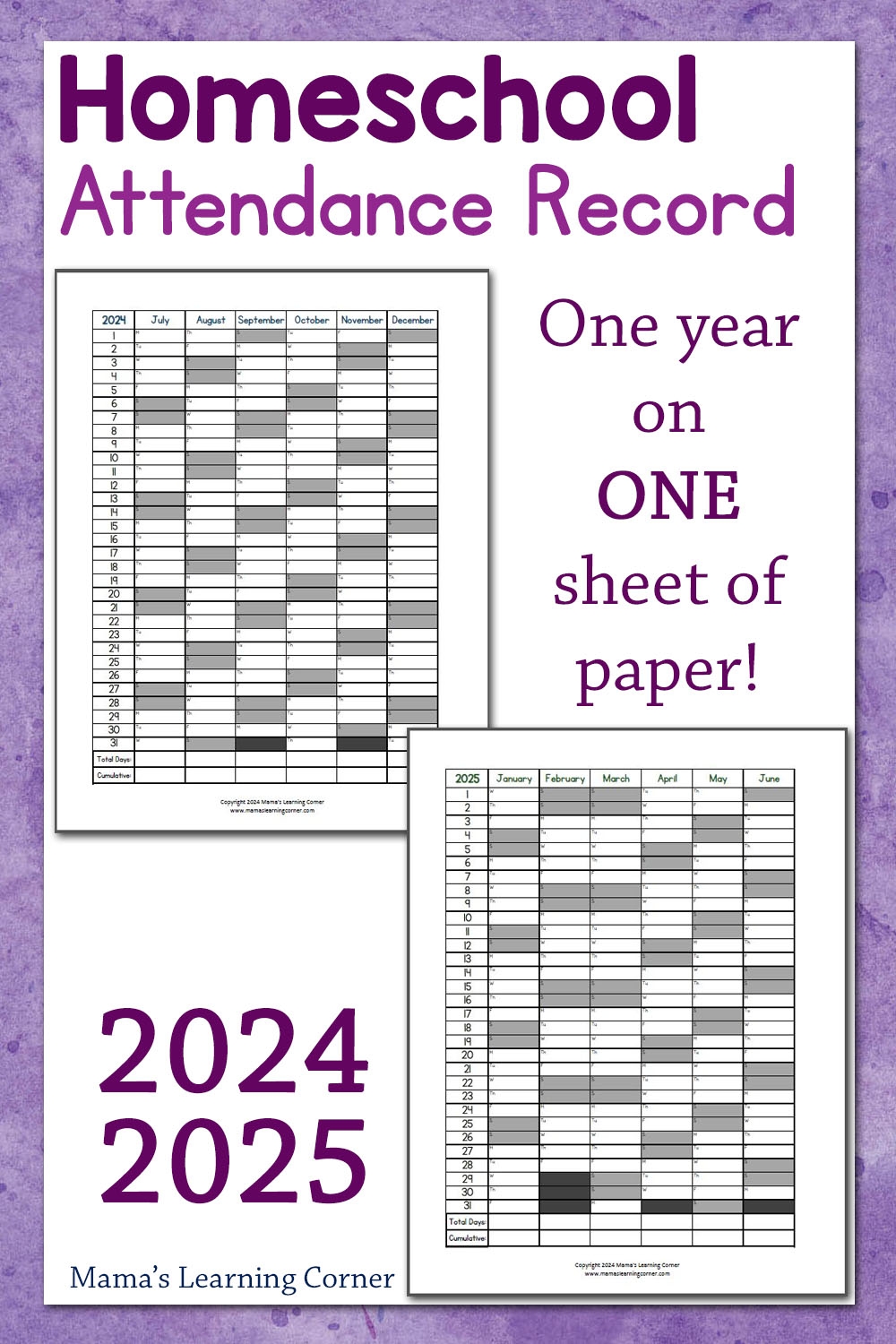 Free 2025 Attendance Calendar Printable