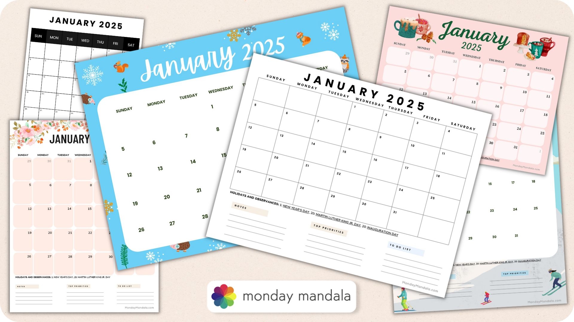 January 2025 Calendar 52 Free PDF Printables 