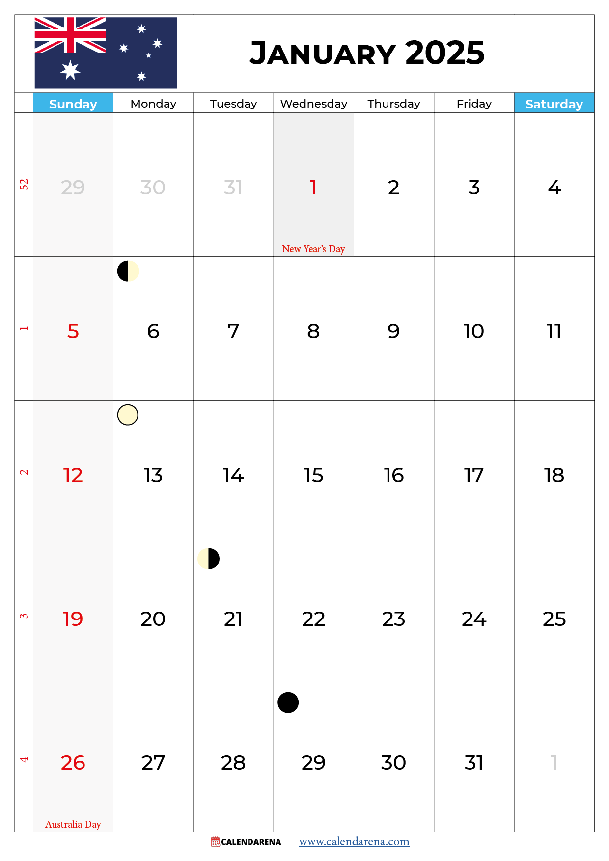January 2025 Calendar Australia