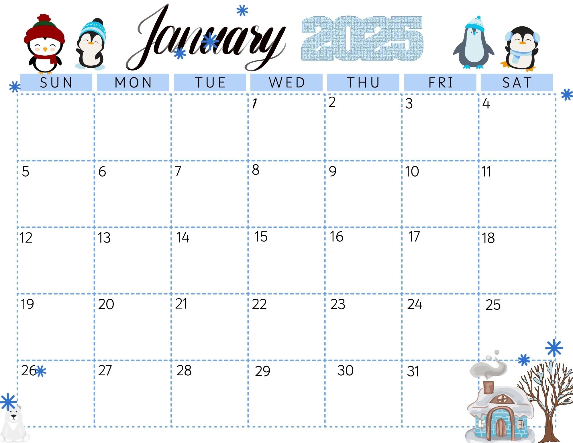January 2025 Calendar digital Printable Etsy Hong Kong