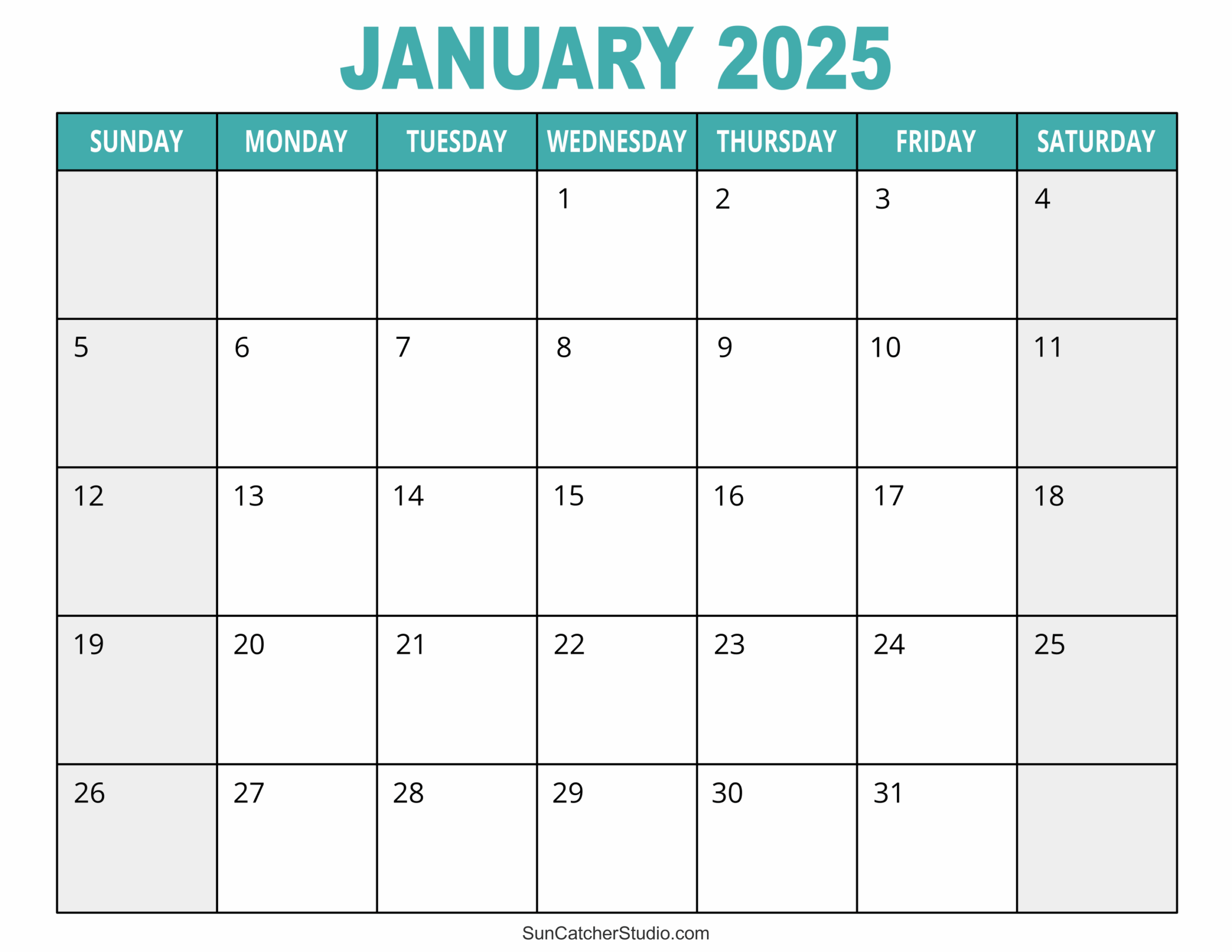 Free Printable Calendar 2025 Add Clipart