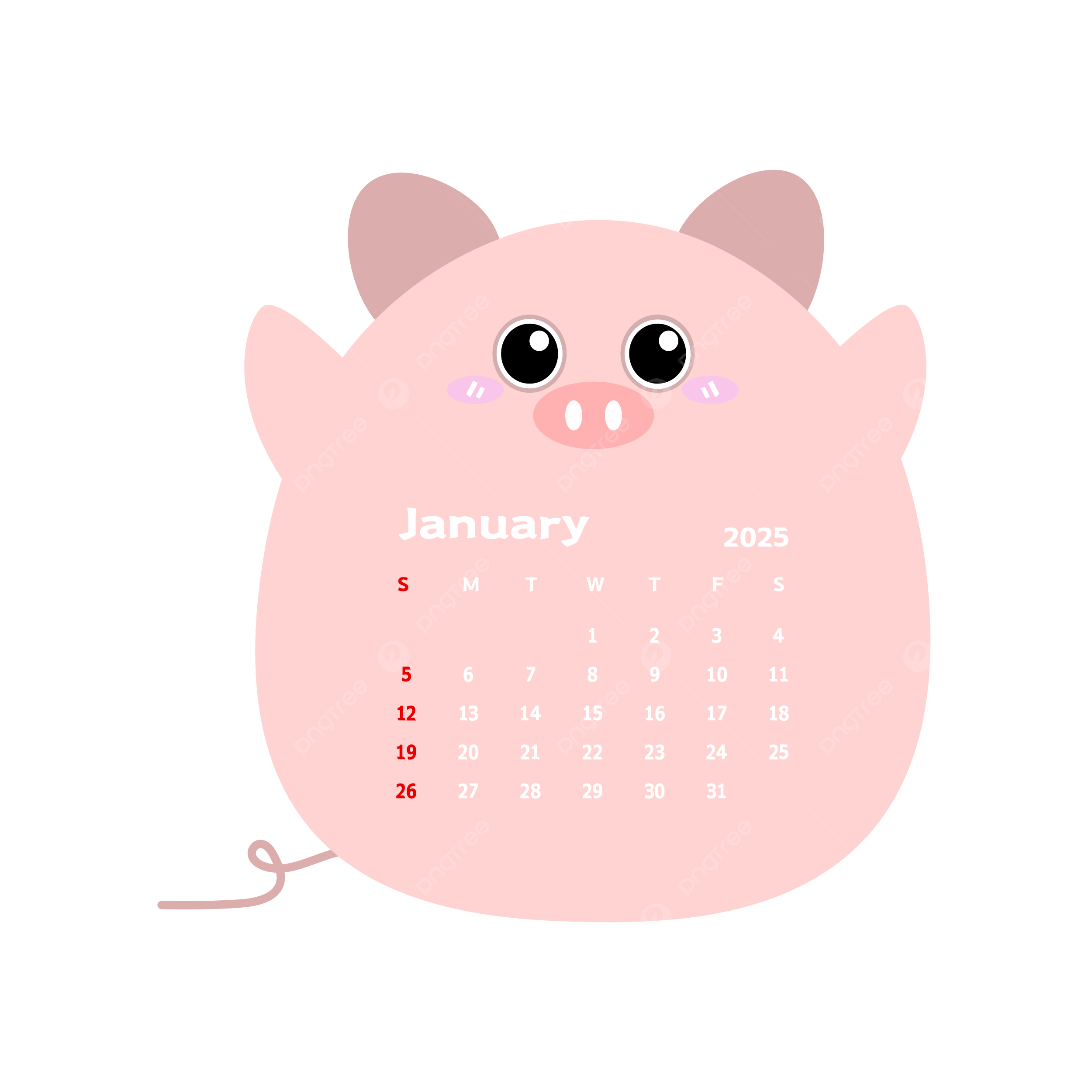 Free Printable 2025 Calender With Pigs
