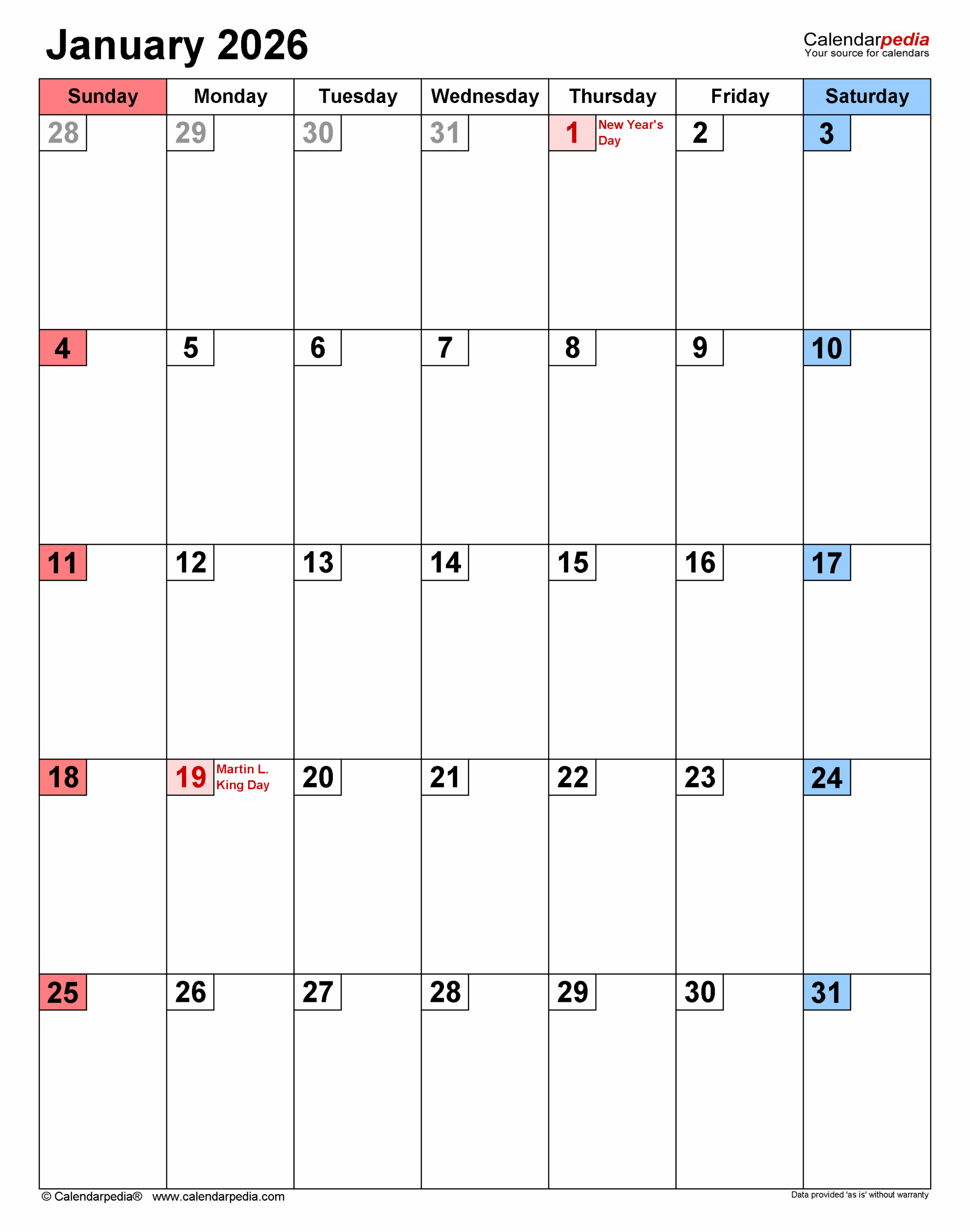 Dry January Calendar 2026 Printable