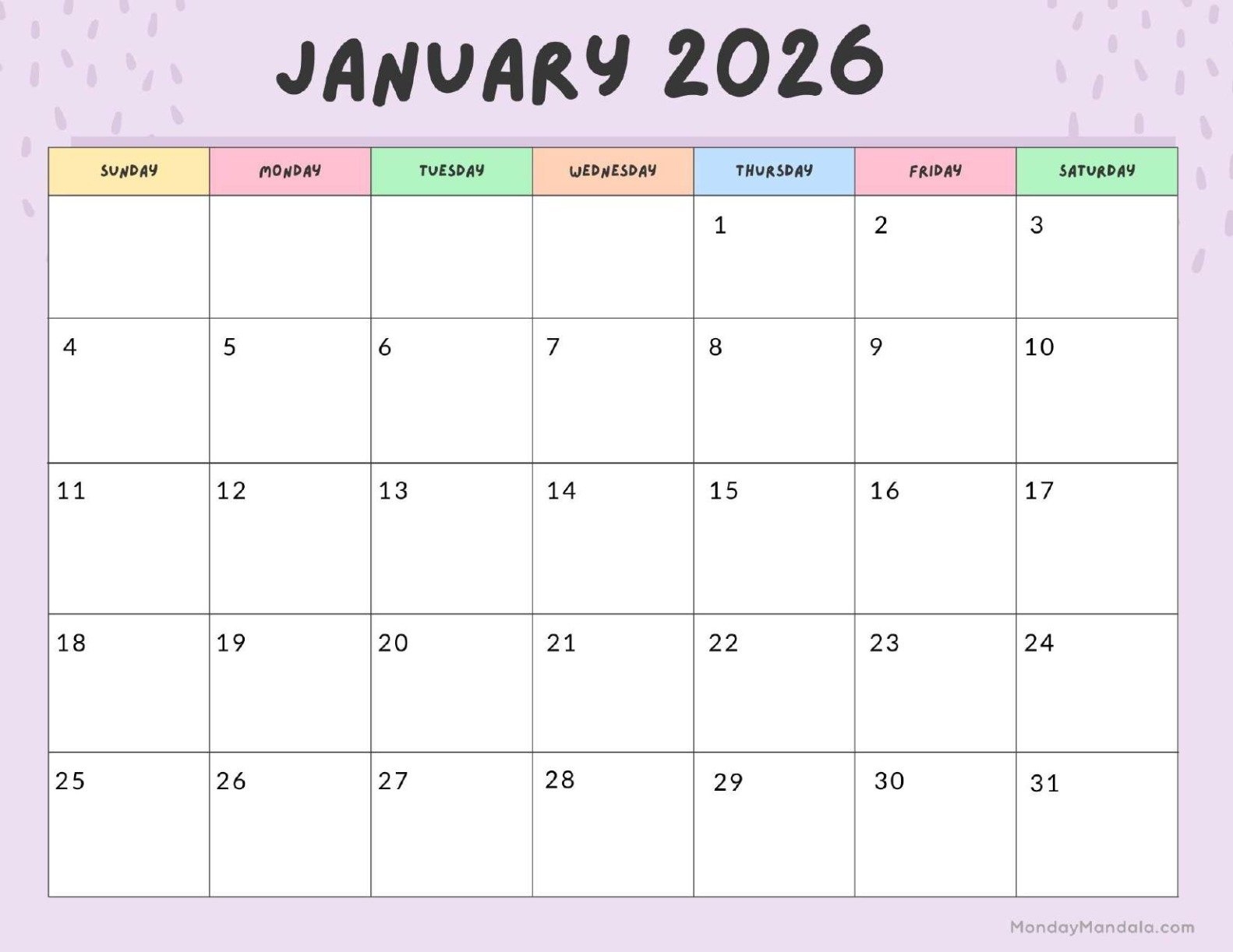 January 2026 Calendars Free PDF Printables 
