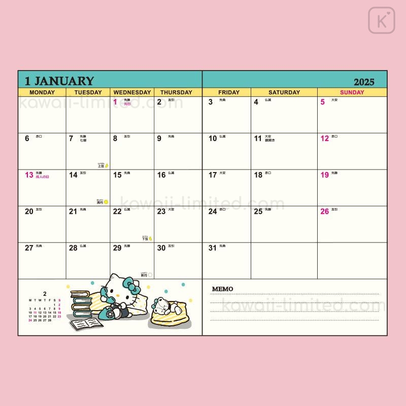 Japan Sanrio Original Horizontal Rule Type B6 Diary Hello Kitty 2025