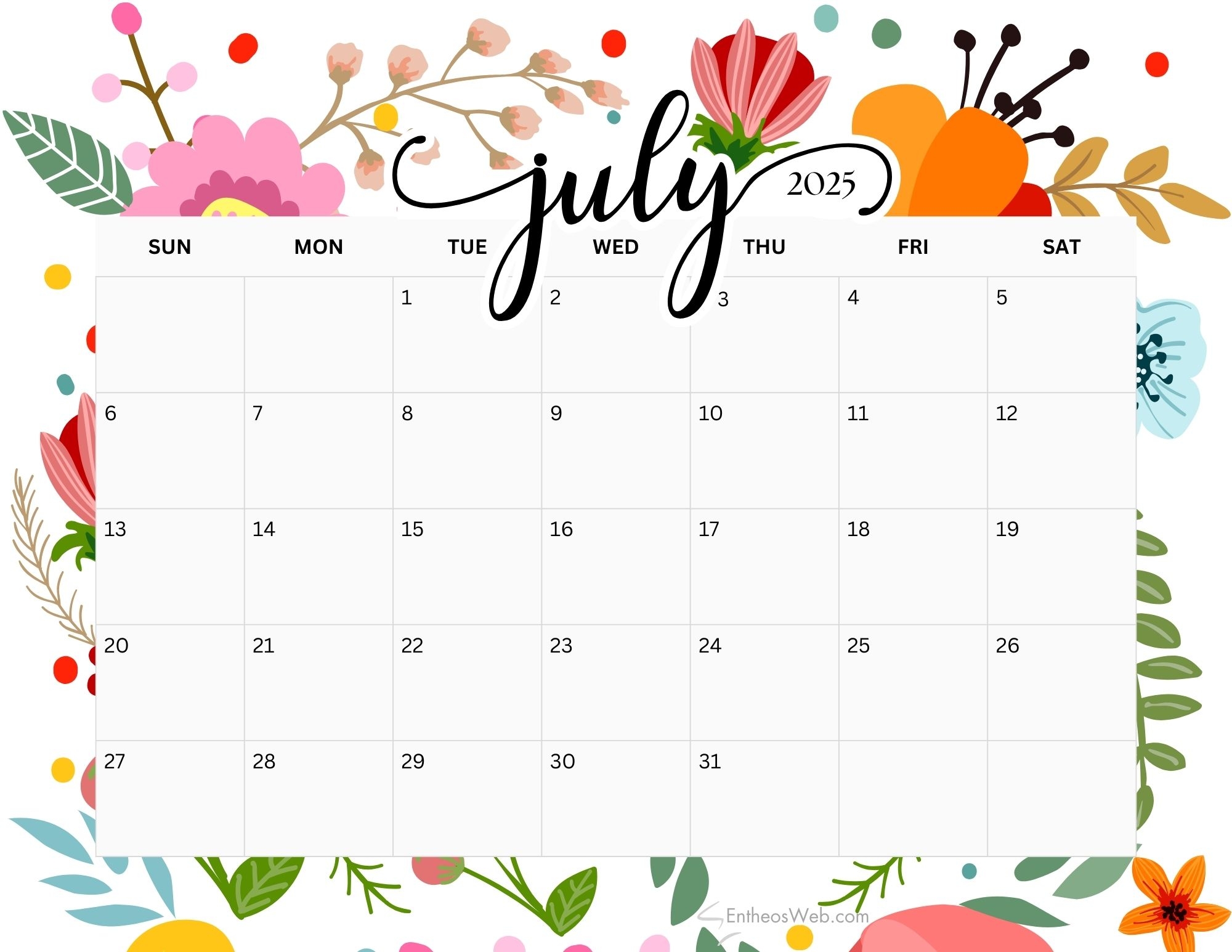 July Of 2025 Calendar