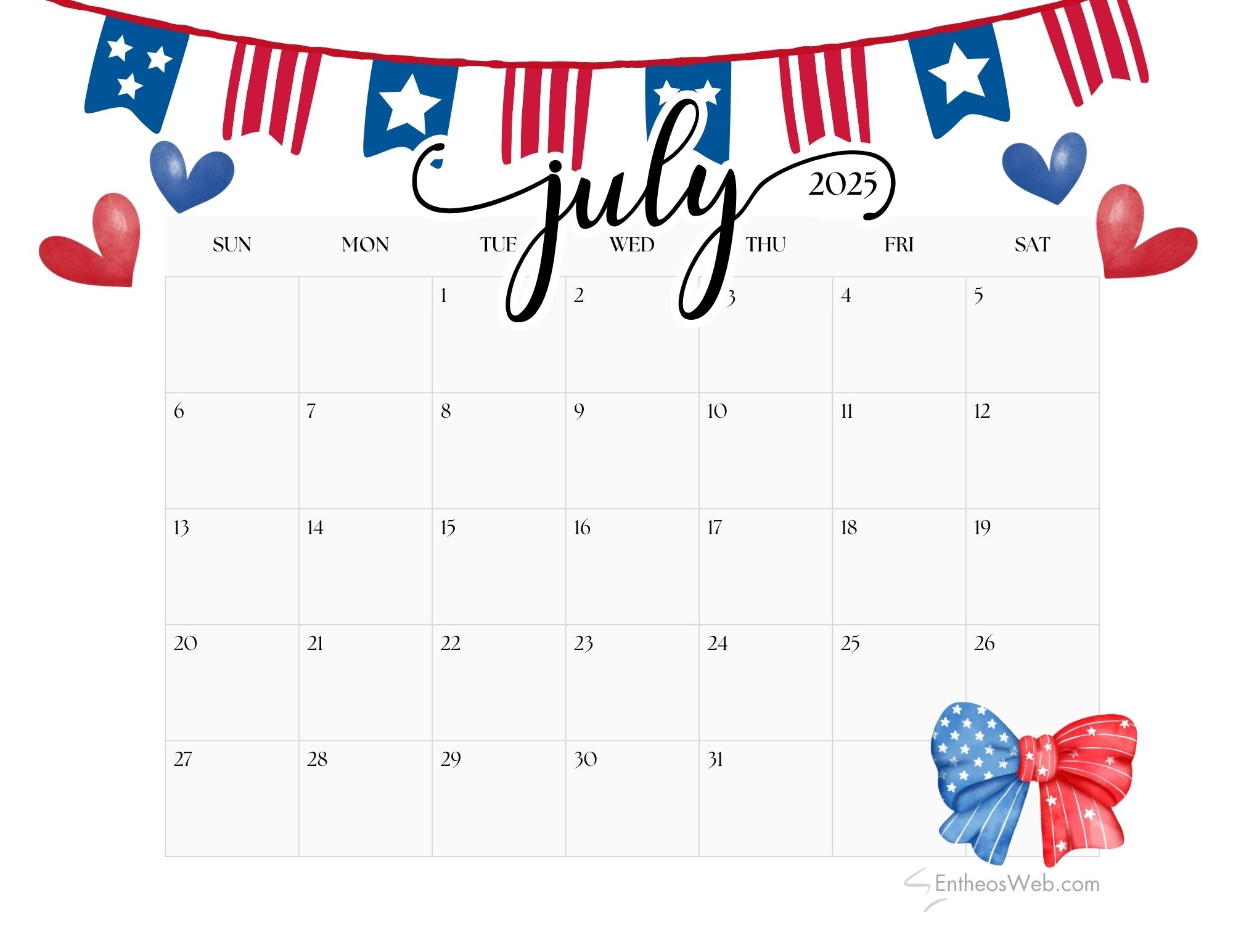 July 2025 Calendar Template